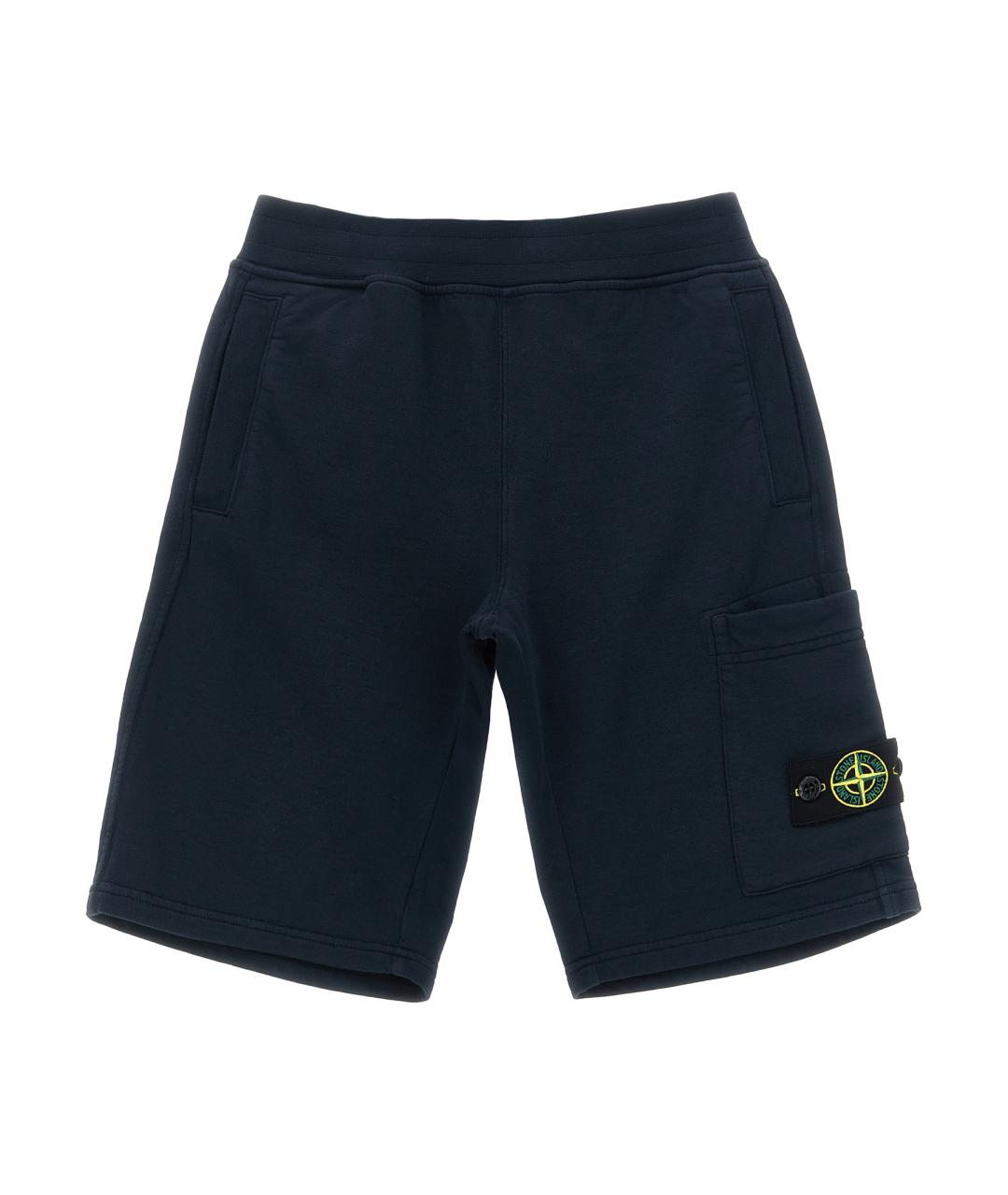 STONE ISLAND Темно-синие хлопковые брюки и шорты, фото 1