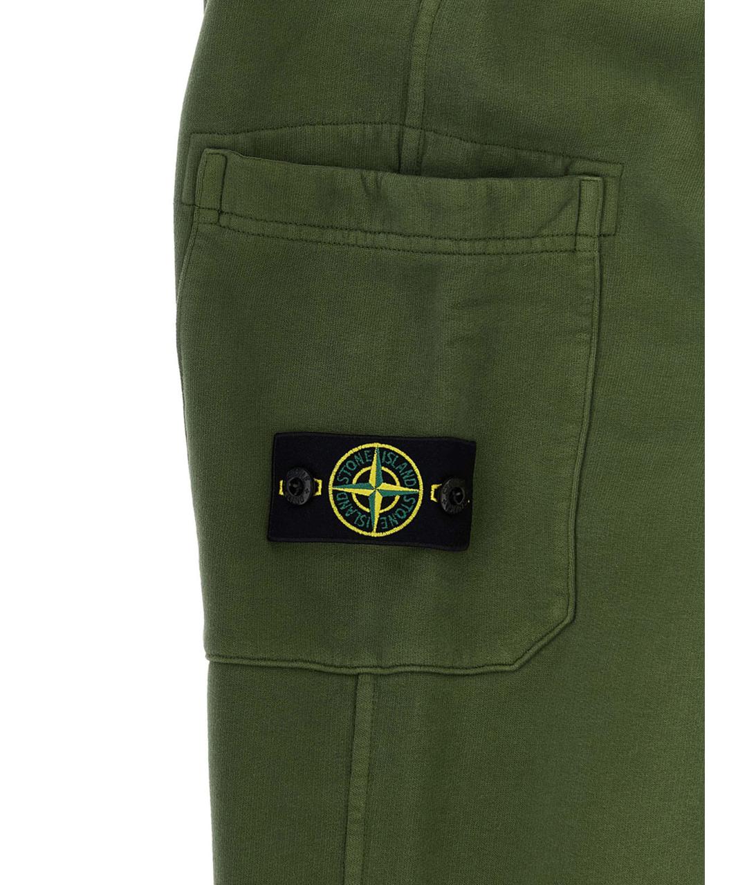 STONE ISLAND Зеленые хлопковые брюки и шорты, фото 3