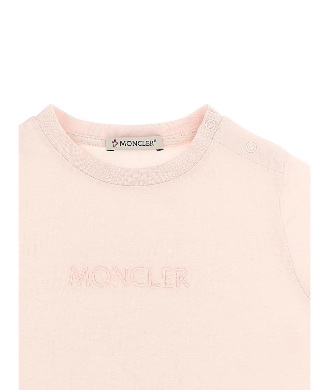 MONCLER ENFANT Розовый хлопковый футболка / топ, фото 3