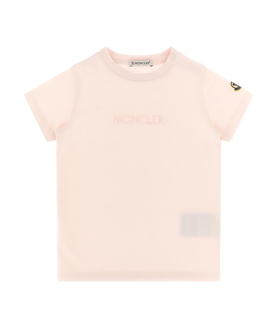 MONCLER ENFANT Розовый хлопковый футболка / топ, фото 1