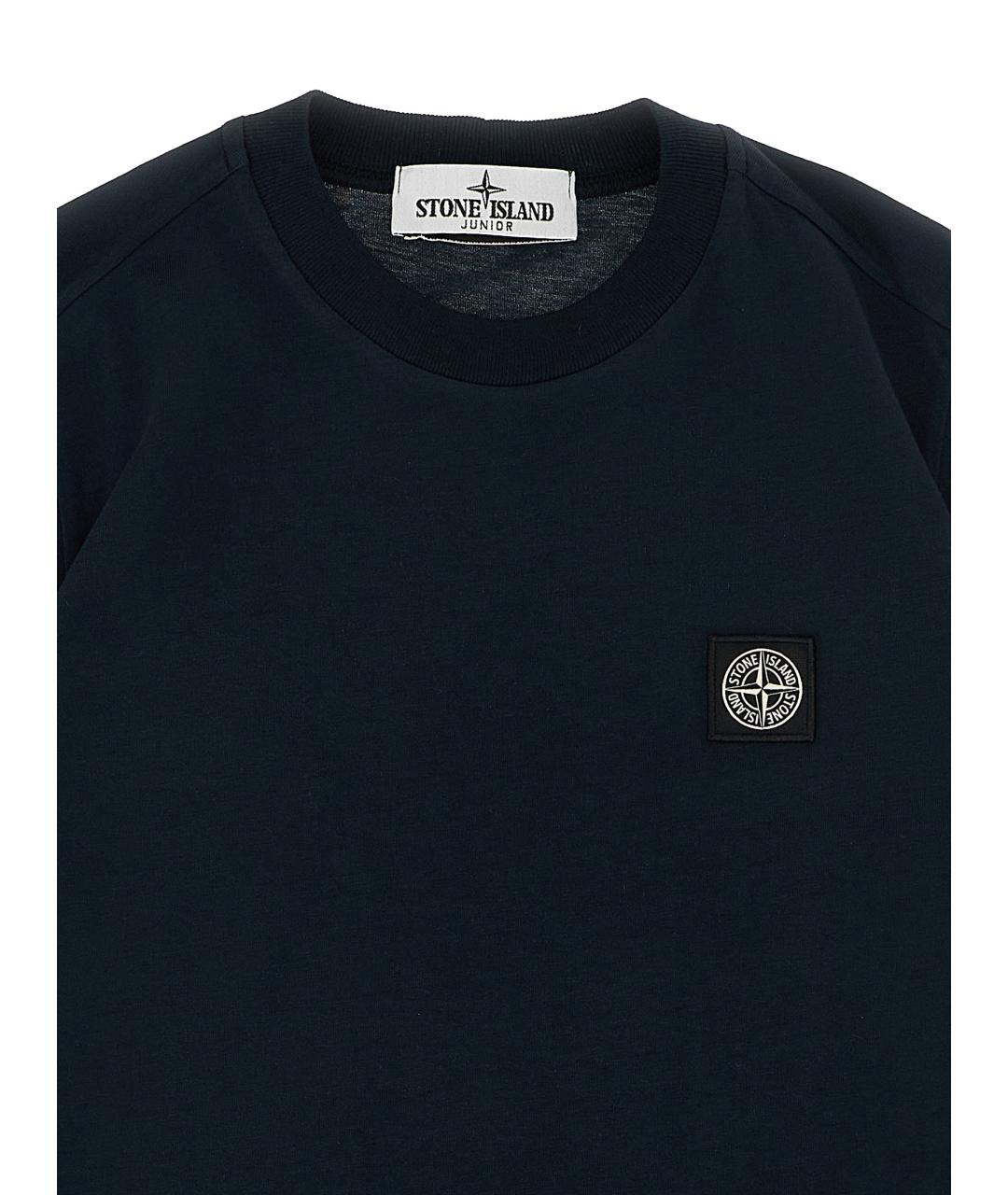 STONE ISLAND JUNIOR Черная хлопковая детская футболка, фото 3