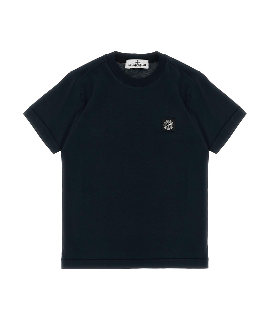 STONE ISLAND JUNIOR Черная хлопковая детская футболка, фото 1