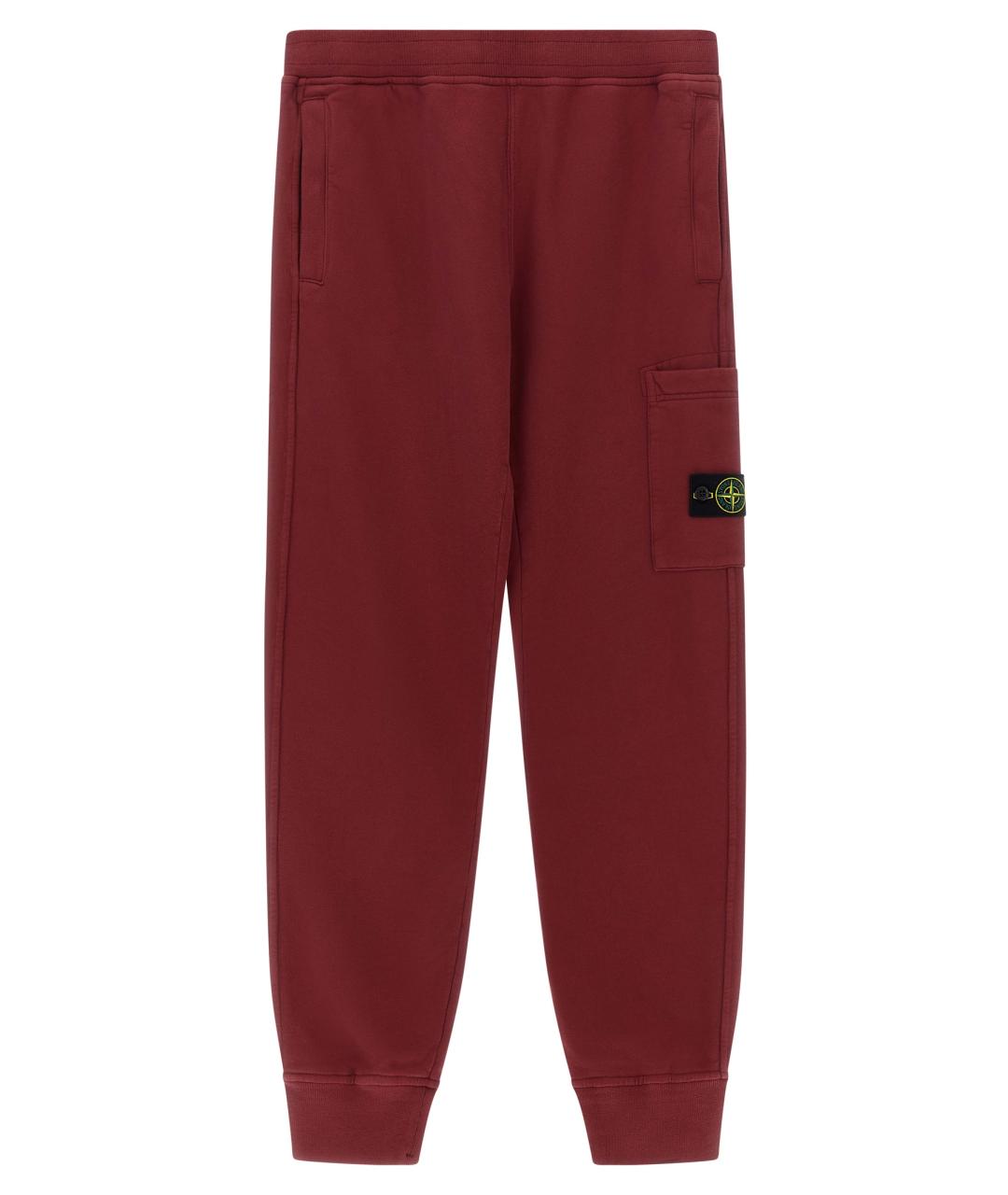 STONE ISLAND JUNIOR Бордовые хлопковые брюки и шорты, фото 1
