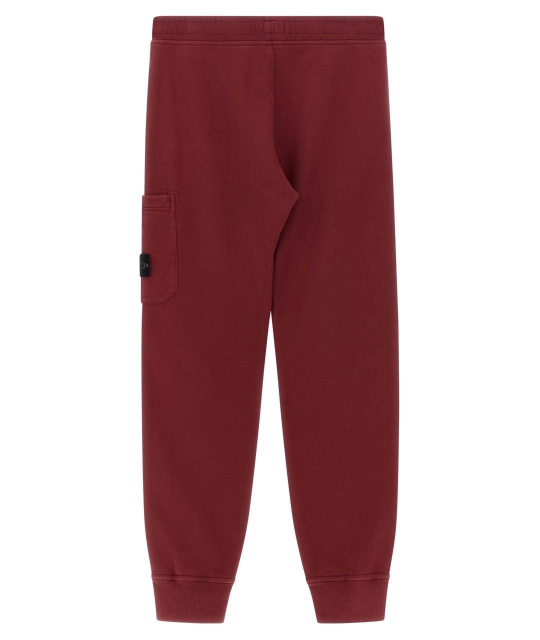 STONE ISLAND JUNIOR Бордовые хлопковые брюки и шорты, фото 2
