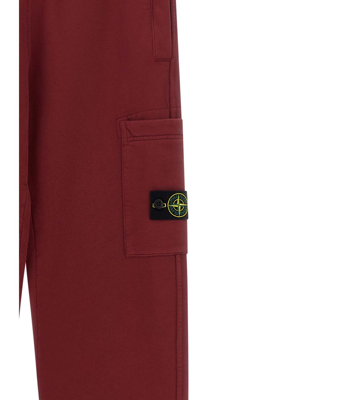 STONE ISLAND JUNIOR Бордовые хлопковые брюки и шорты, фото 3