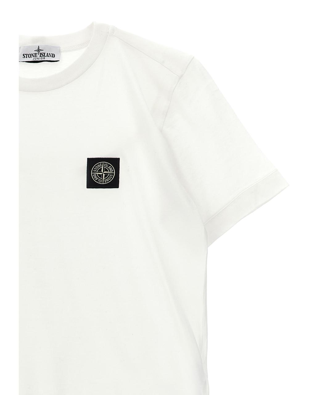 STONE ISLAND JUNIOR Белая хлопковая детская футболка, фото 3