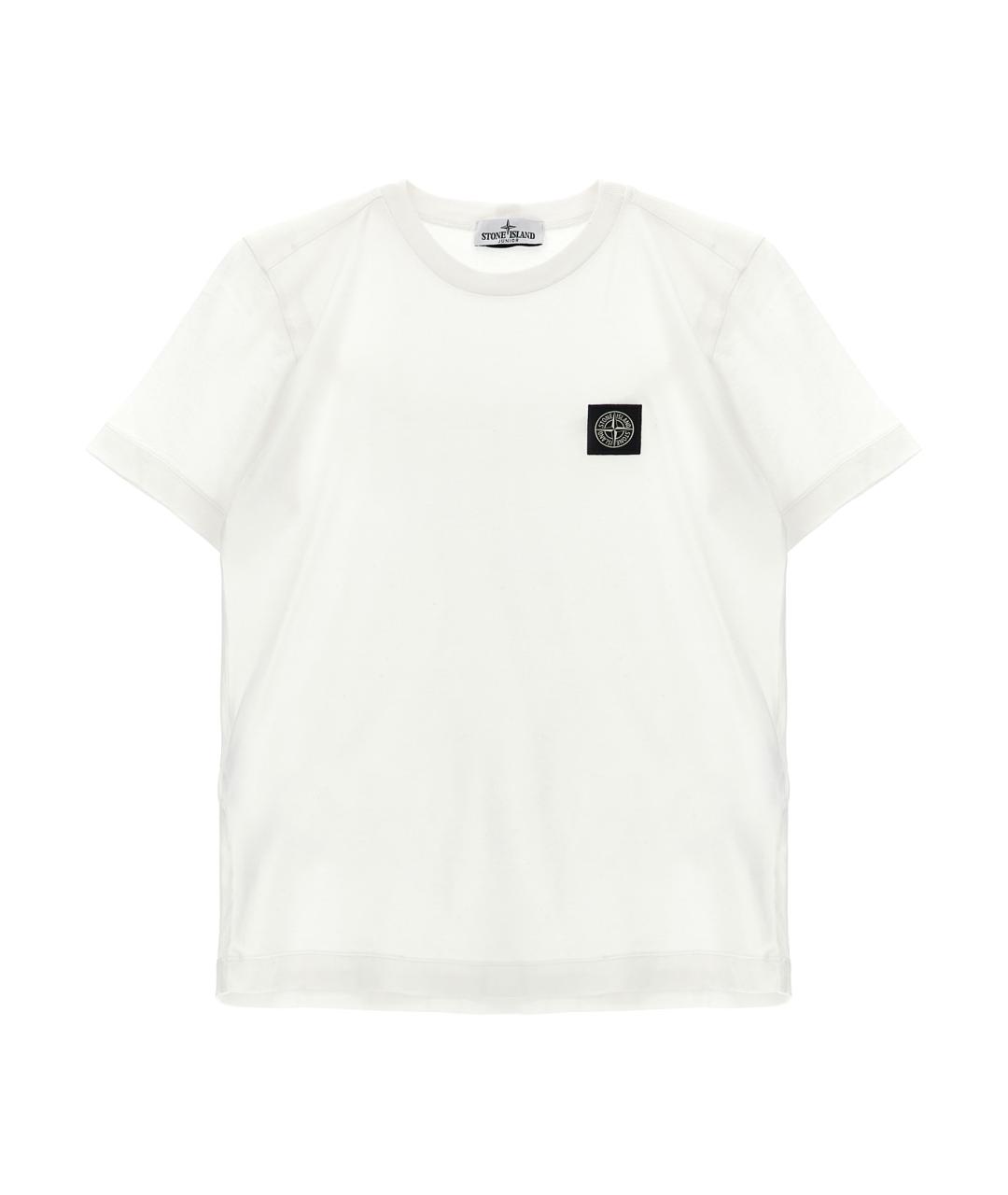 STONE ISLAND JUNIOR Белая хлопковая детская футболка, фото 1
