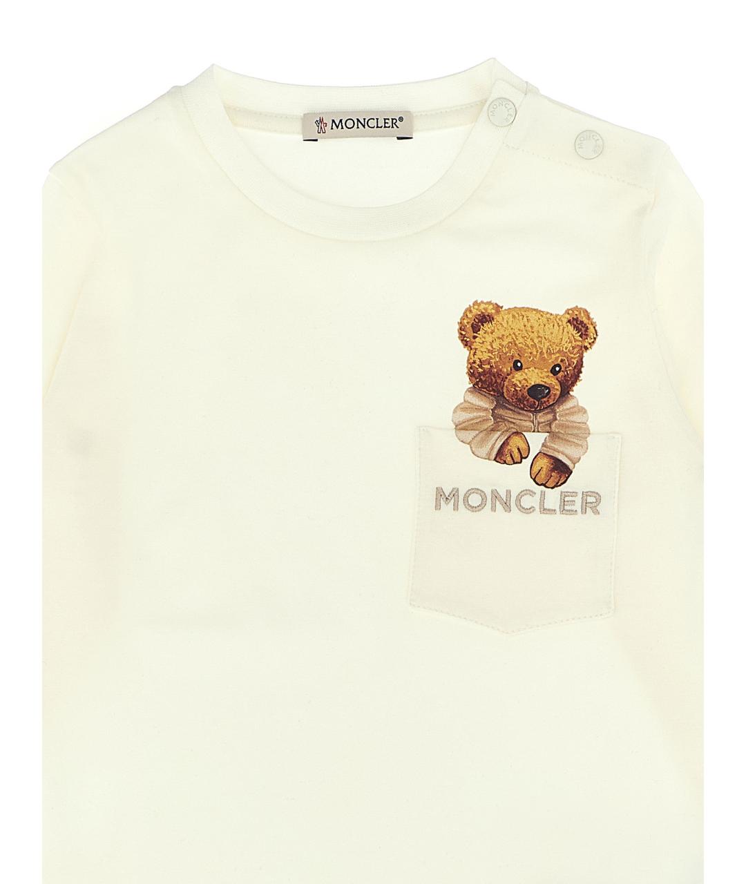 MONCLER ENFANT Белый хлопковый футболка / топ, фото 3