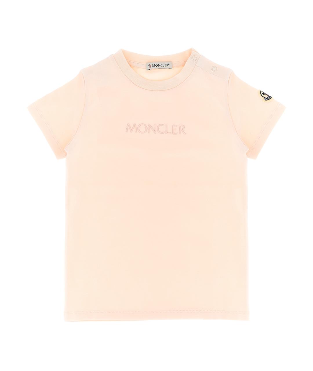 MONCLER ENFANT Розовый хлопковый футболка / топ, фото 1