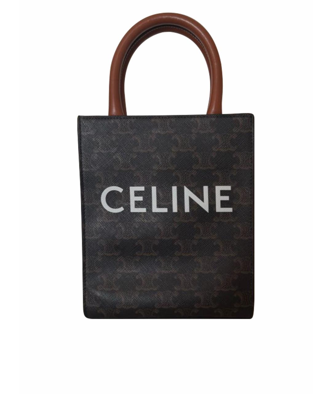 CELINE Коричневая сумка через плечо из канвы, фото 1