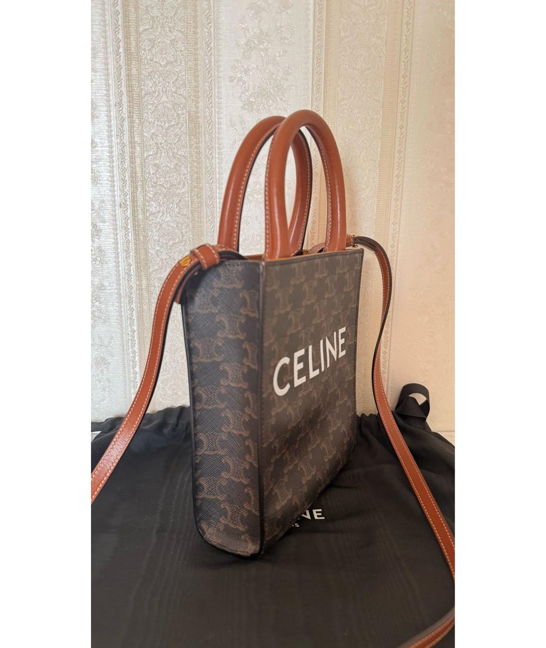 CELINE Коричневая сумка через плечо из канвы, фото 2