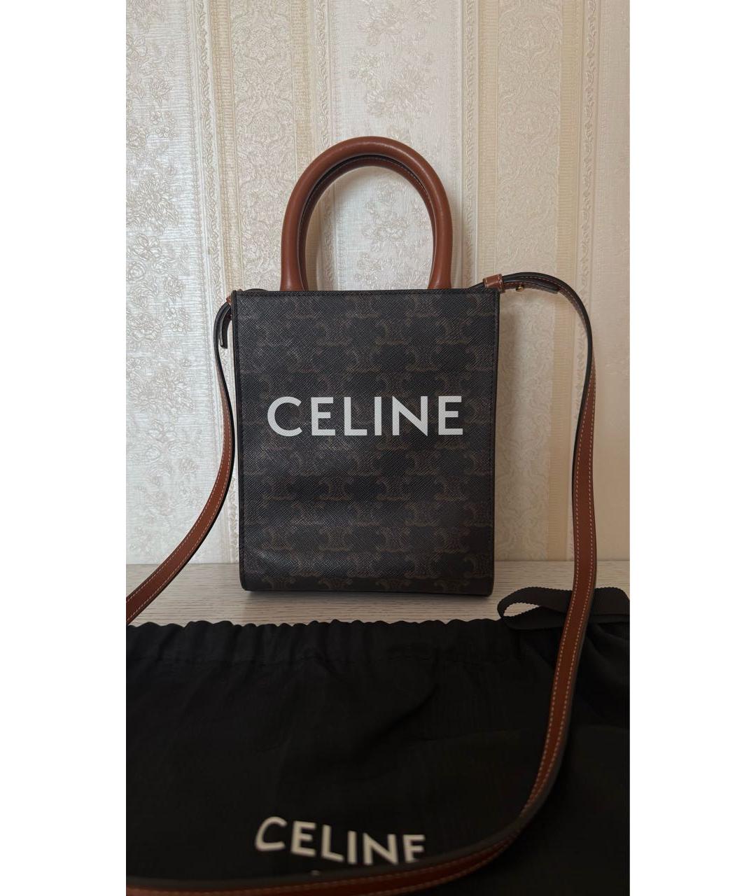 CELINE Коричневая сумка через плечо из канвы, фото 8