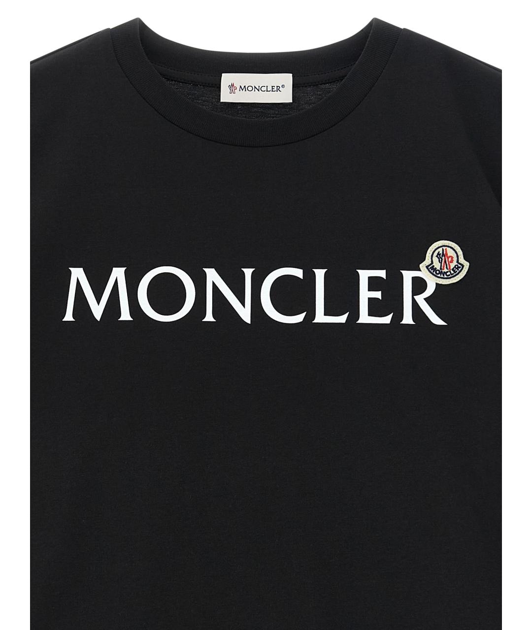 MONCLER ENFANT Черная хлопковая детская футболка, фото 3