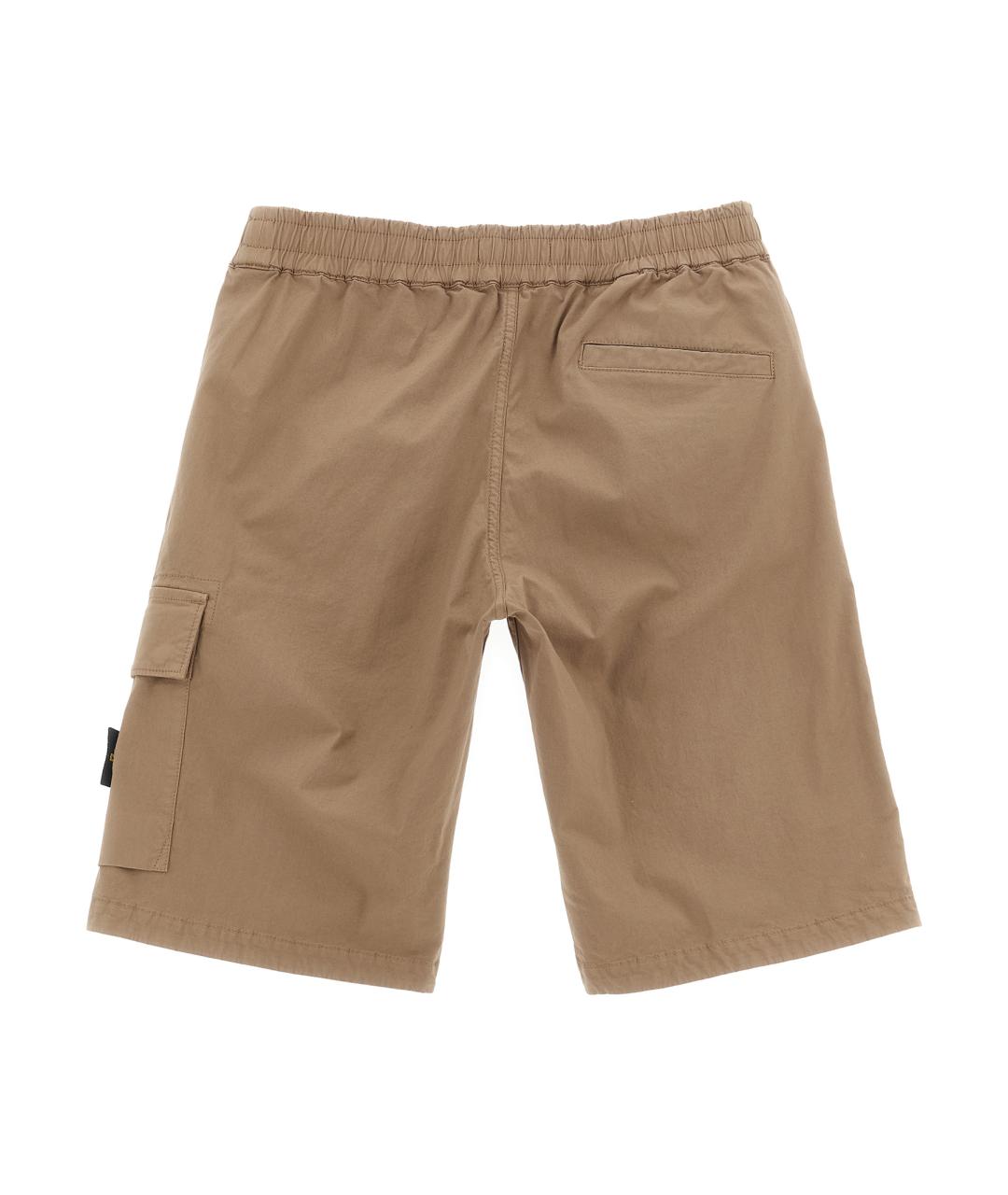 STONE ISLAND JUNIOR Бежевые хлопковые брюки и шорты, фото 2