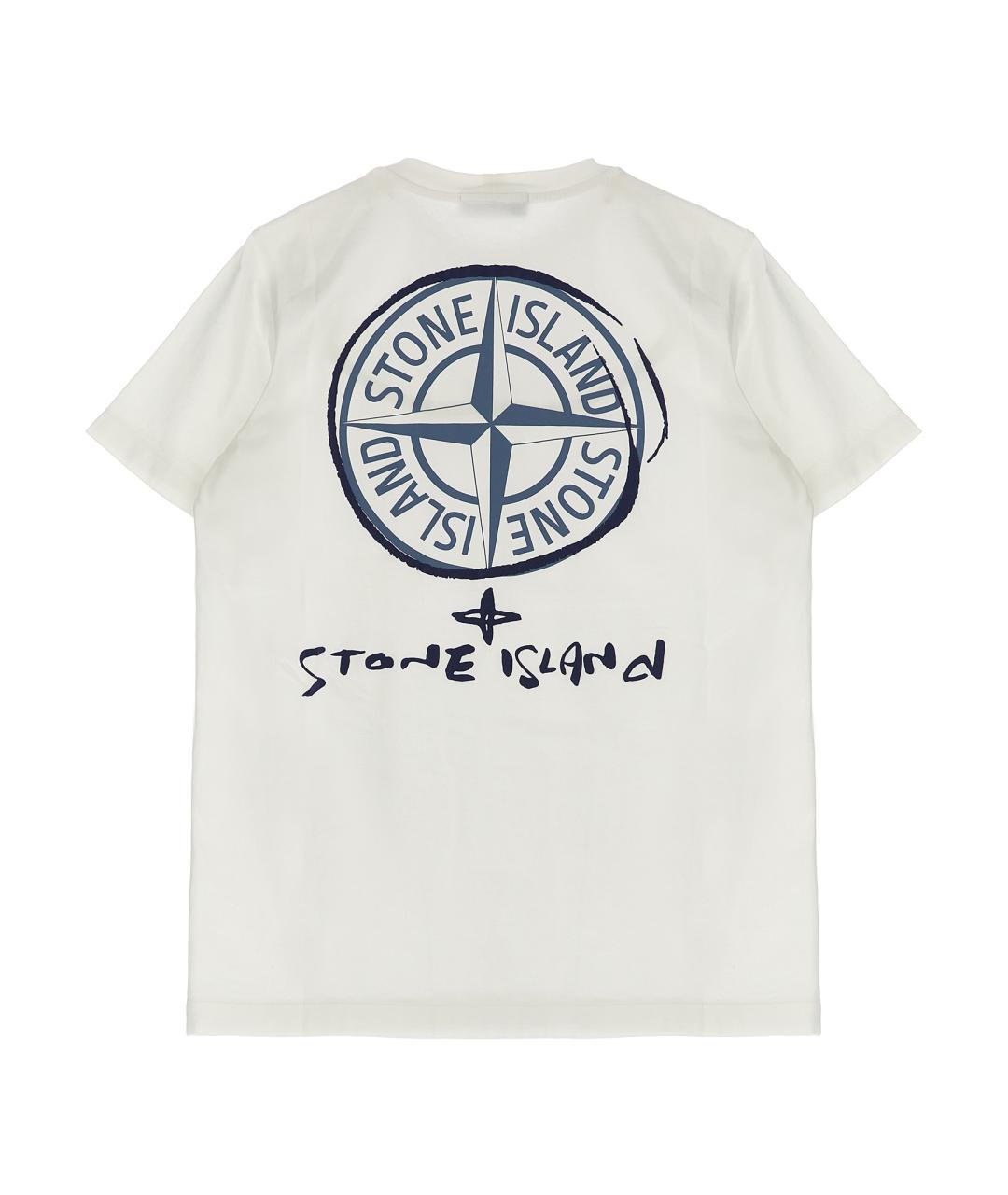 STONE ISLAND JUNIOR Белая хлопковая детская футболка, фото 2