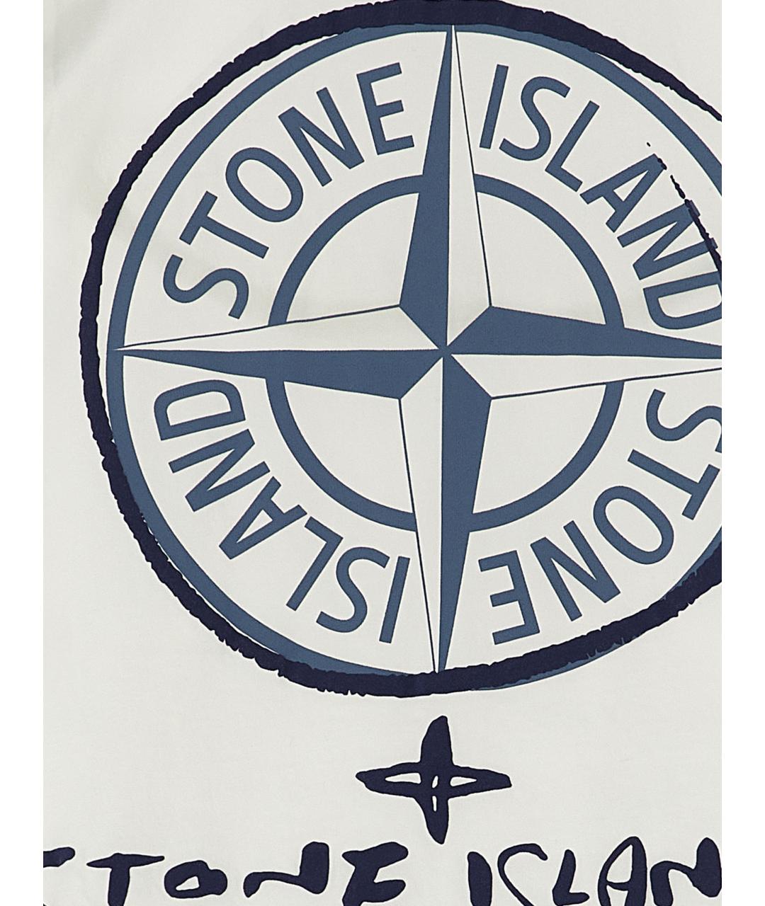 STONE ISLAND JUNIOR Белая хлопковая детская футболка, фото 3