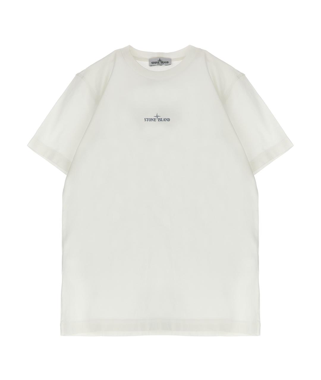 STONE ISLAND JUNIOR Белая хлопковая детская футболка, фото 1