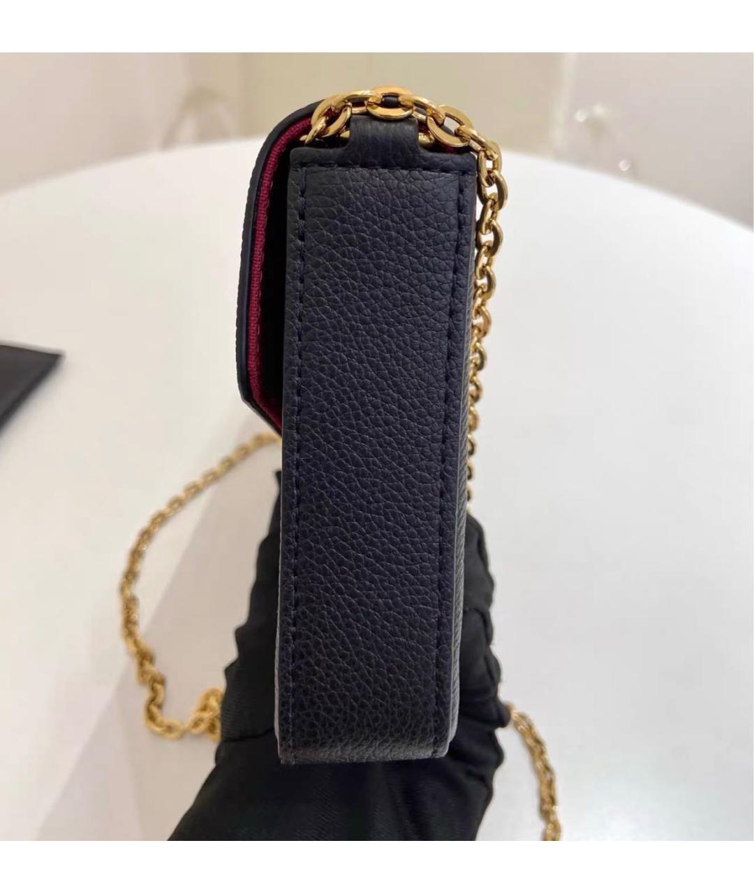 LOUIS VUITTON Черная кожаная сумка через плечо, фото 4