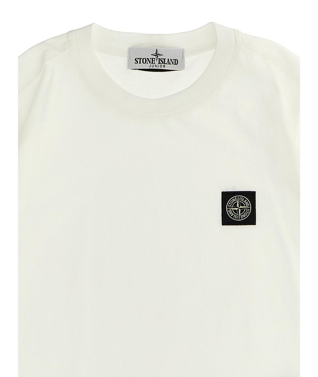 STONE ISLAND JUNIOR Белая хлопковая детская футболка, фото 3