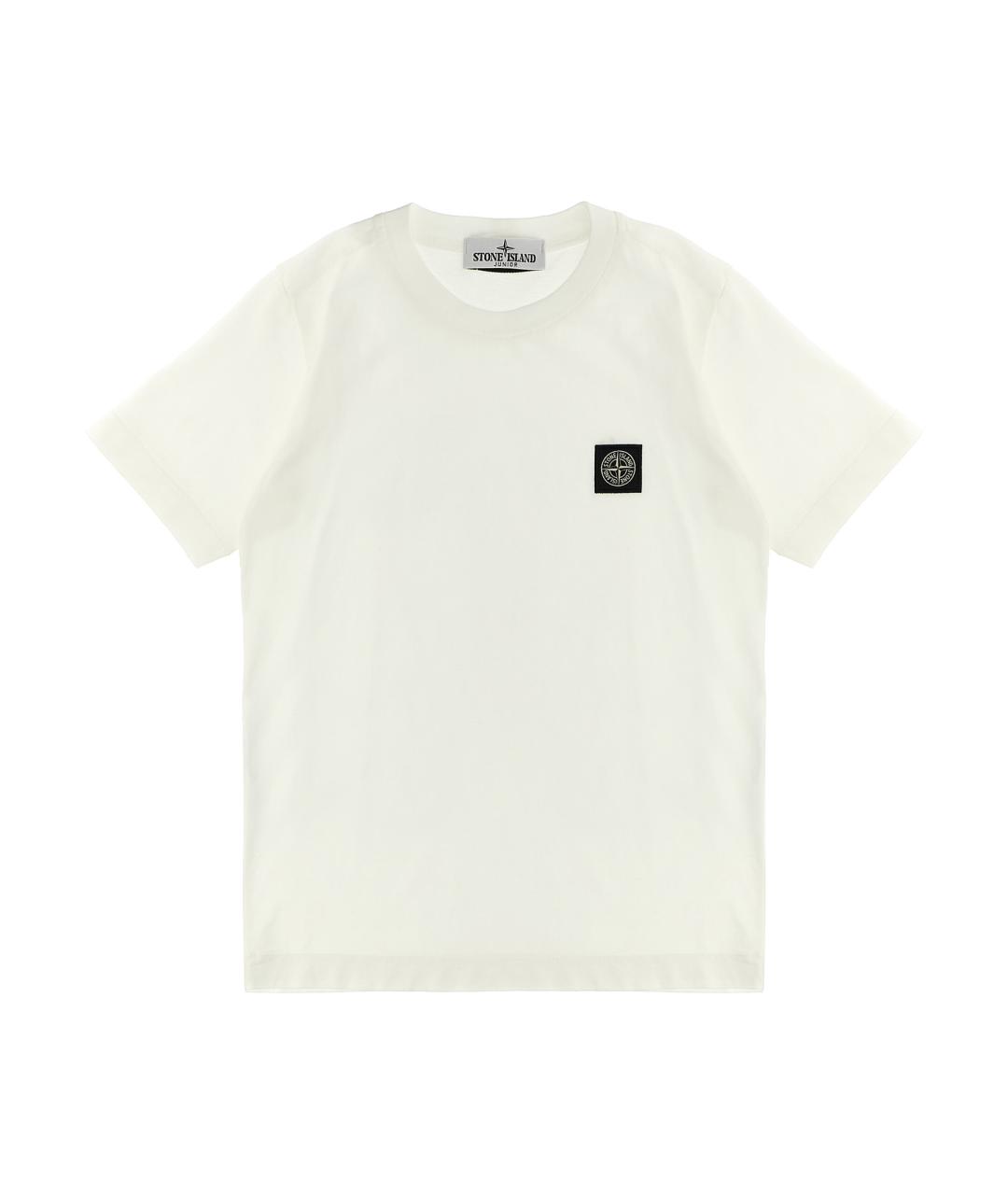 STONE ISLAND JUNIOR Белая хлопковая детская футболка, фото 1