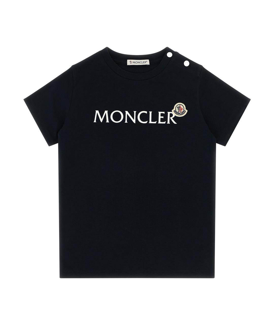 MONCLER ENFANT Темно-синяя хлопковая детская футболка, фото 1
