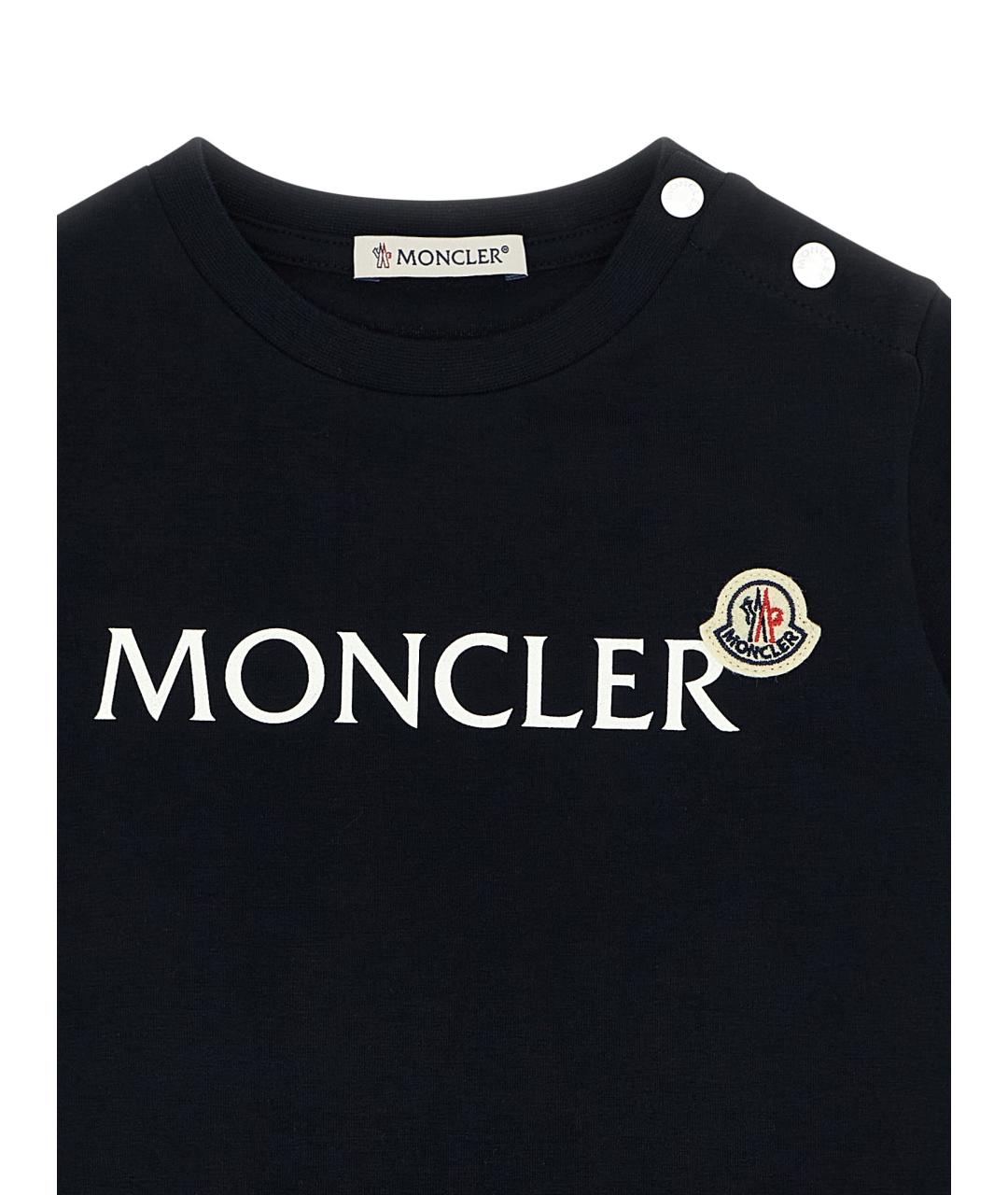 MONCLER ENFANT Темно-синяя хлопковая детская футболка, фото 3