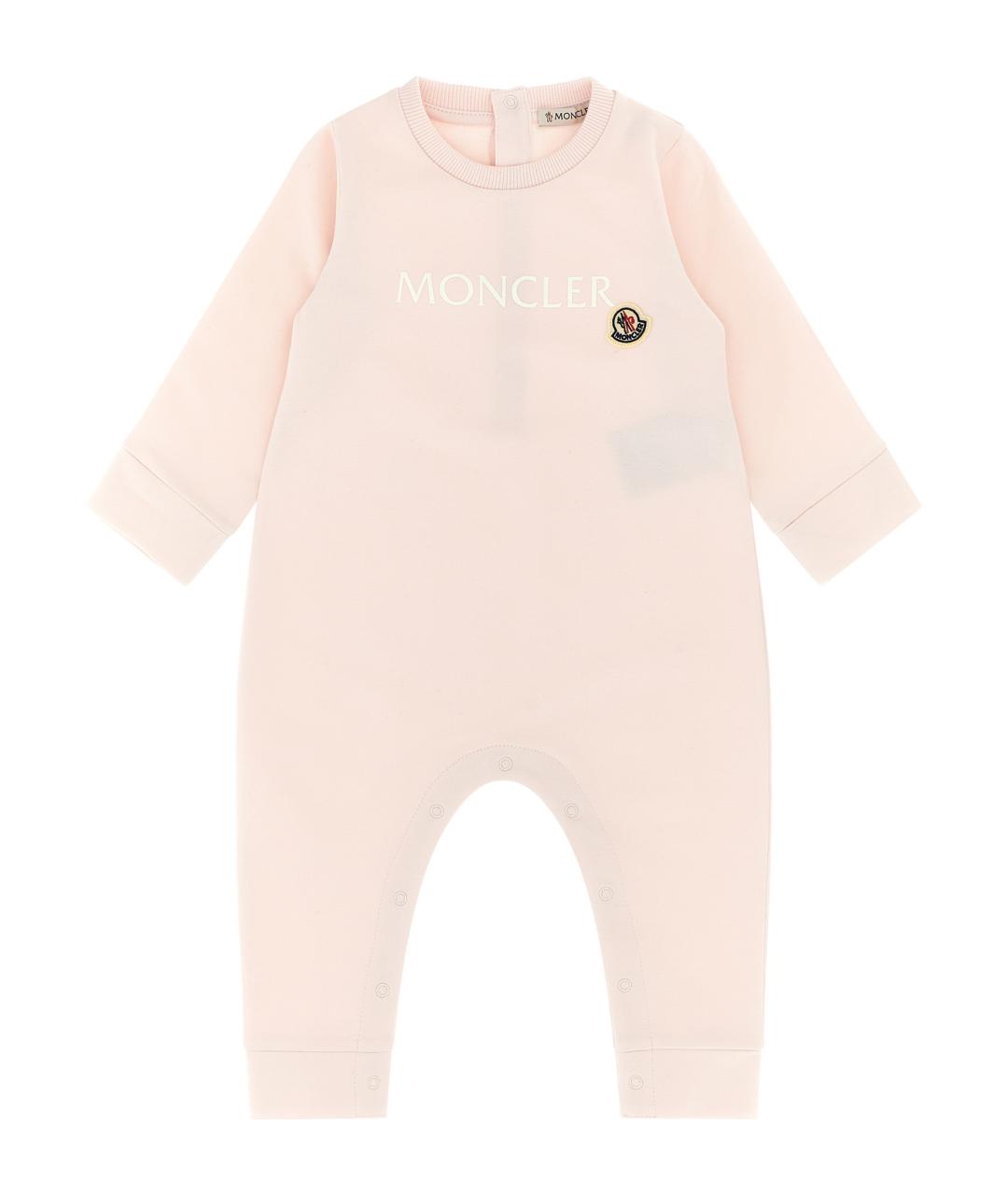 MONCLER ENFANT Розовый хлопковый боди/ползунок, фото 1