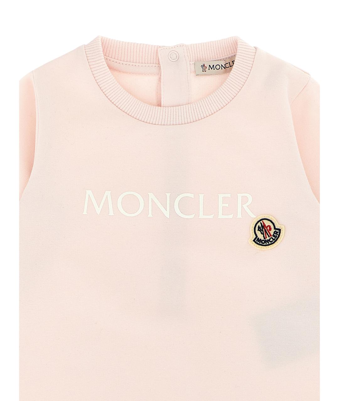 MONCLER ENFANT Розовый хлопковый боди/ползунок, фото 3