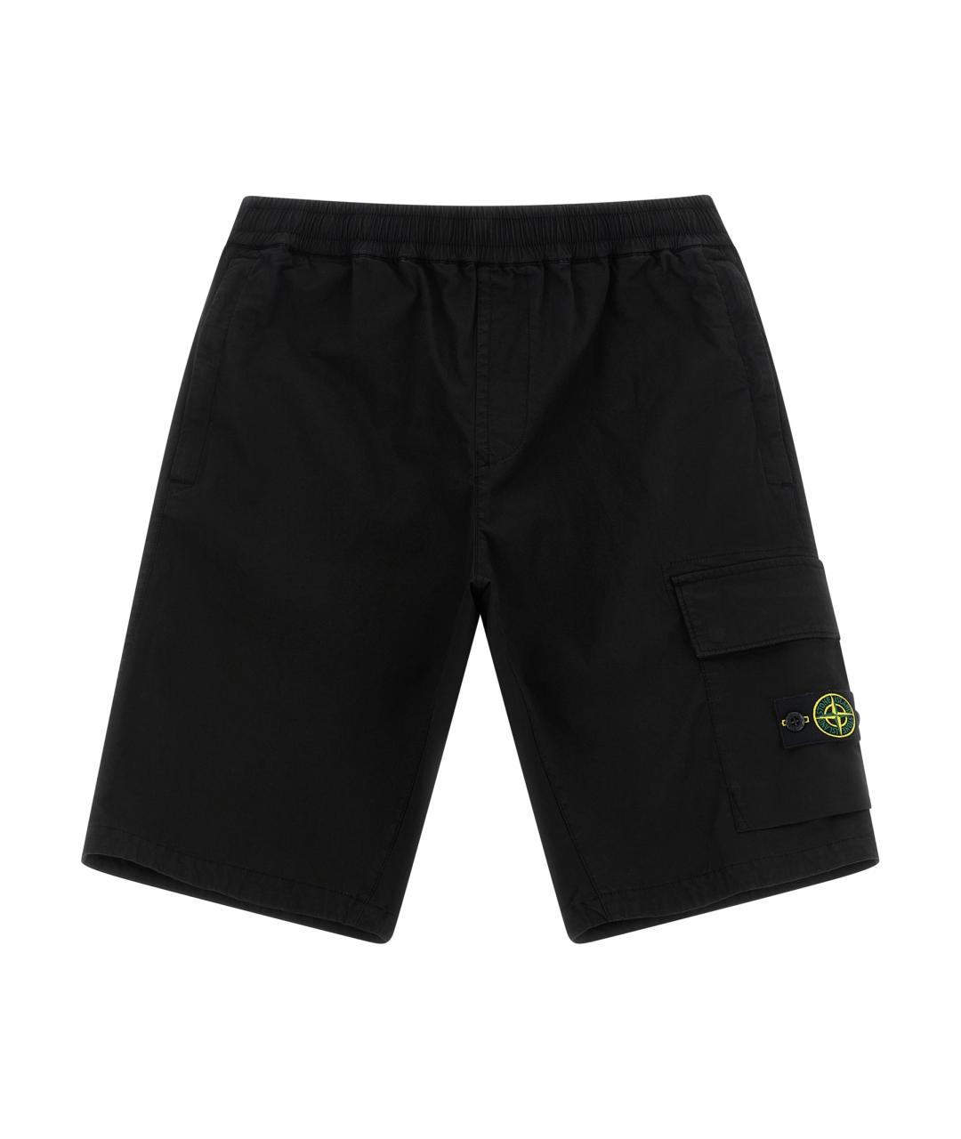 STONE ISLAND JUNIOR Черные хлопковые брюки и шорты, фото 1