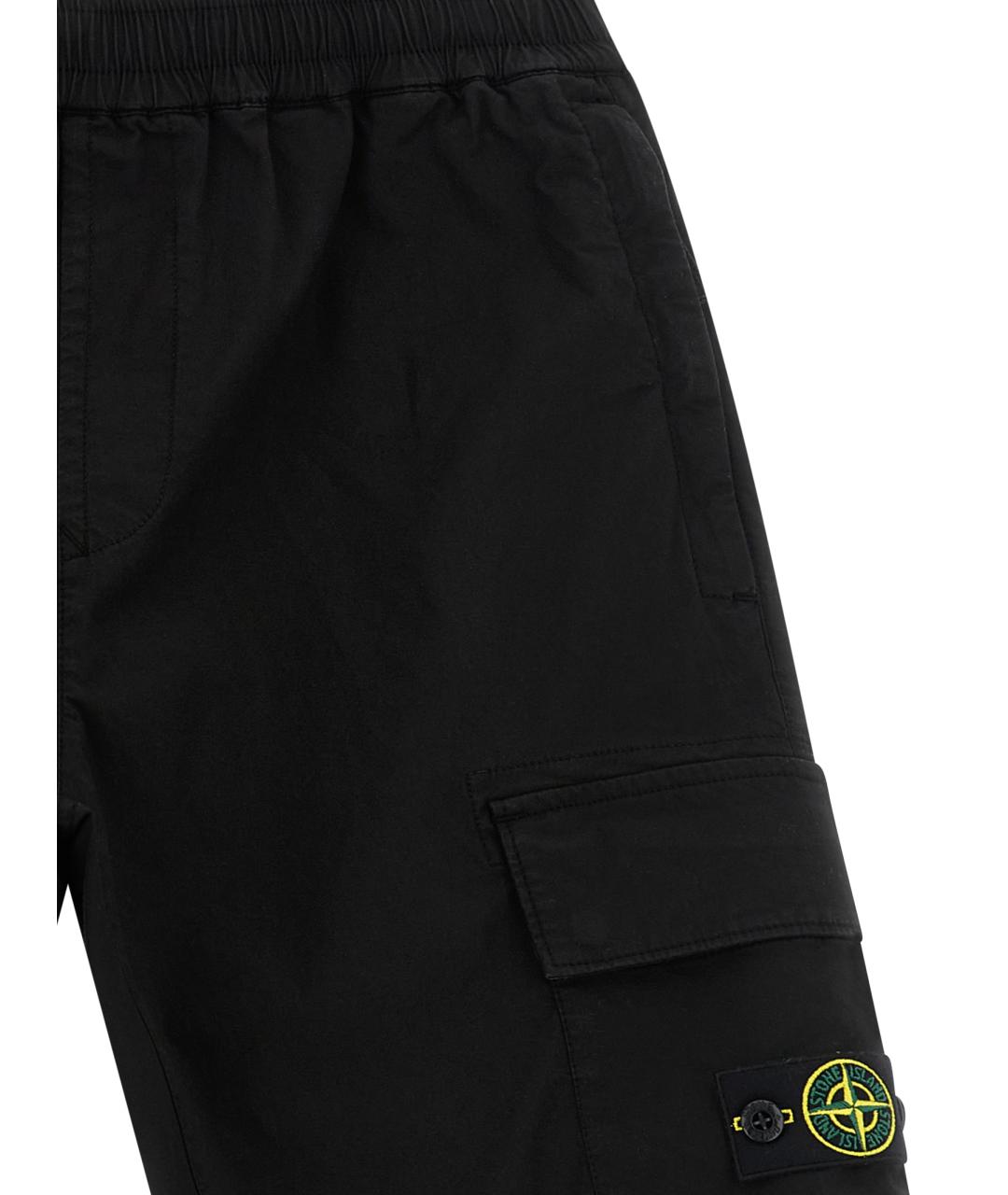 STONE ISLAND JUNIOR Черные хлопковые брюки и шорты, фото 3