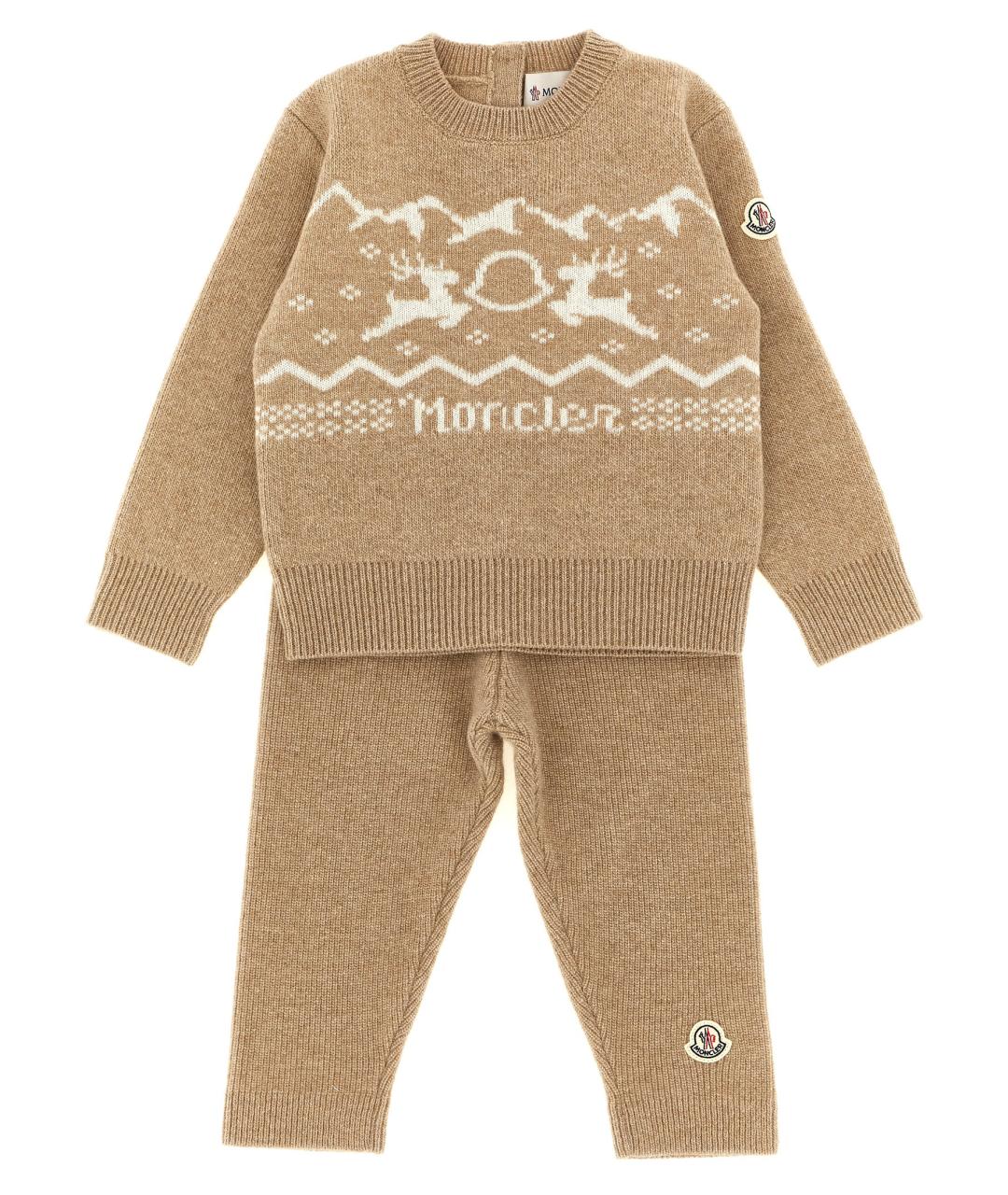MONCLER ENFANT Бежевый шерстяной комплект, фото 1