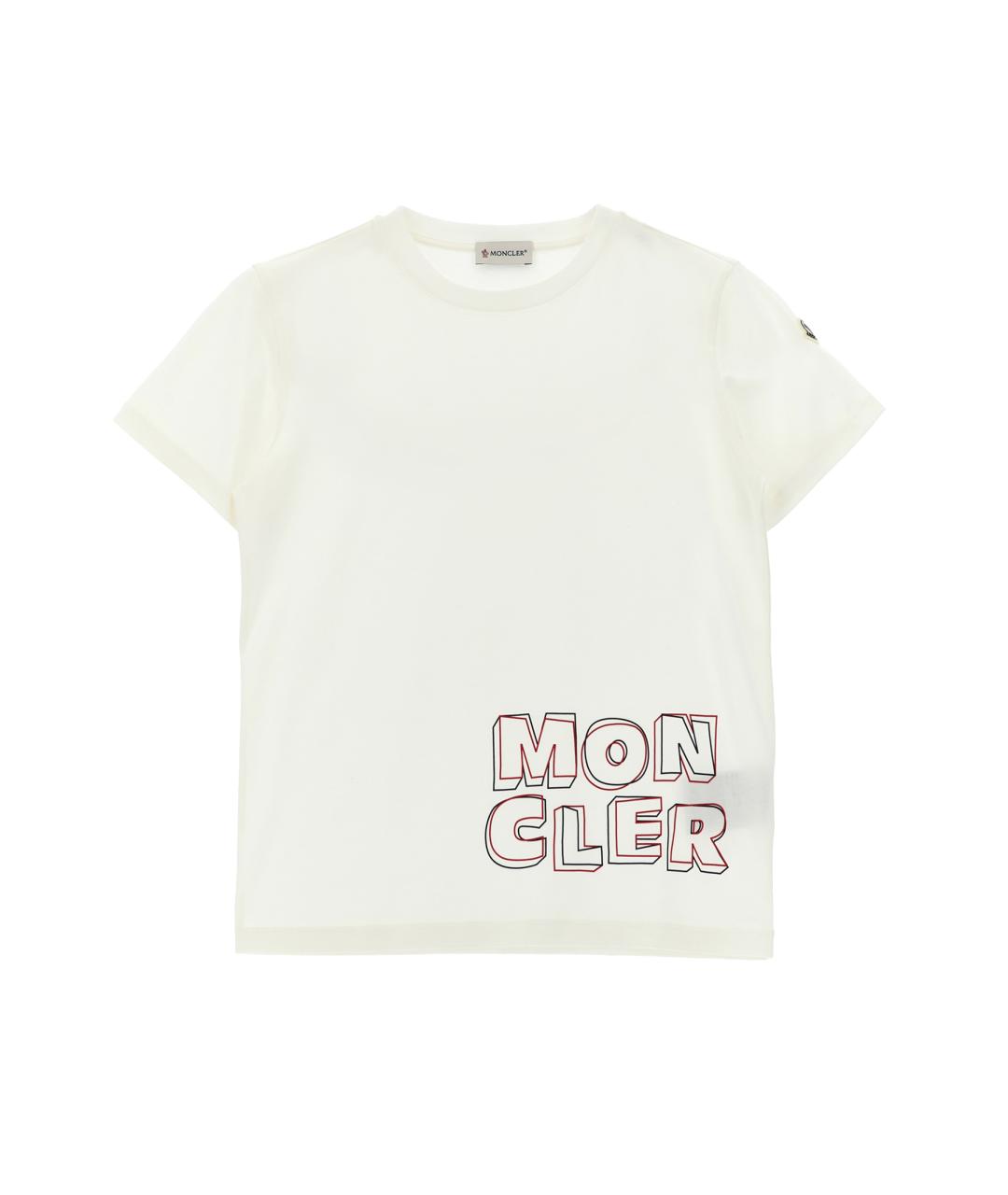 MONCLER ENFANT Белая хлопковая детская футболка, фото 1