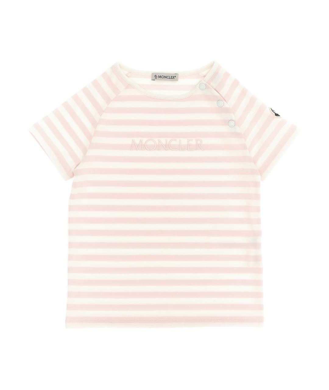 MONCLER ENFANT Розовый хлопковый футболка / топ, фото 1