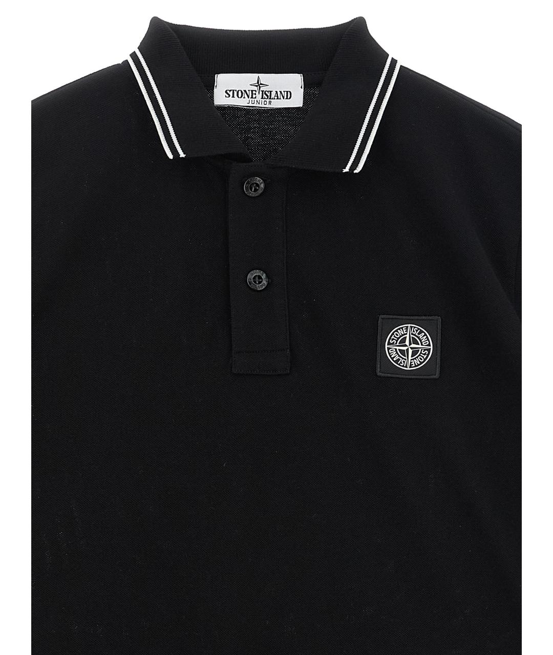 STONE ISLAND JUNIOR Черная хлопковая детская футболка, фото 3