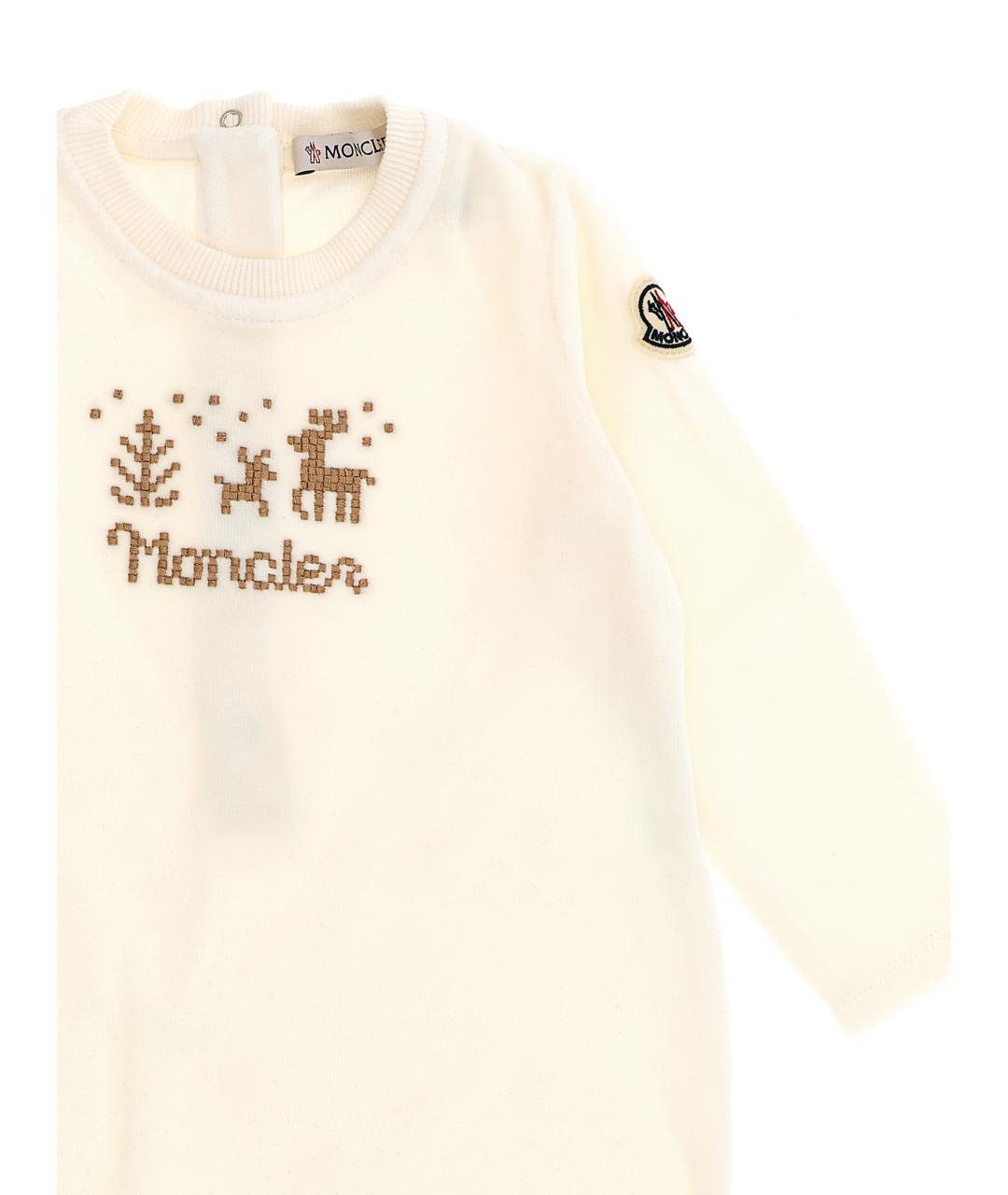 MONCLER ENFANT Белый хлопковый боди / песочник, фото 3