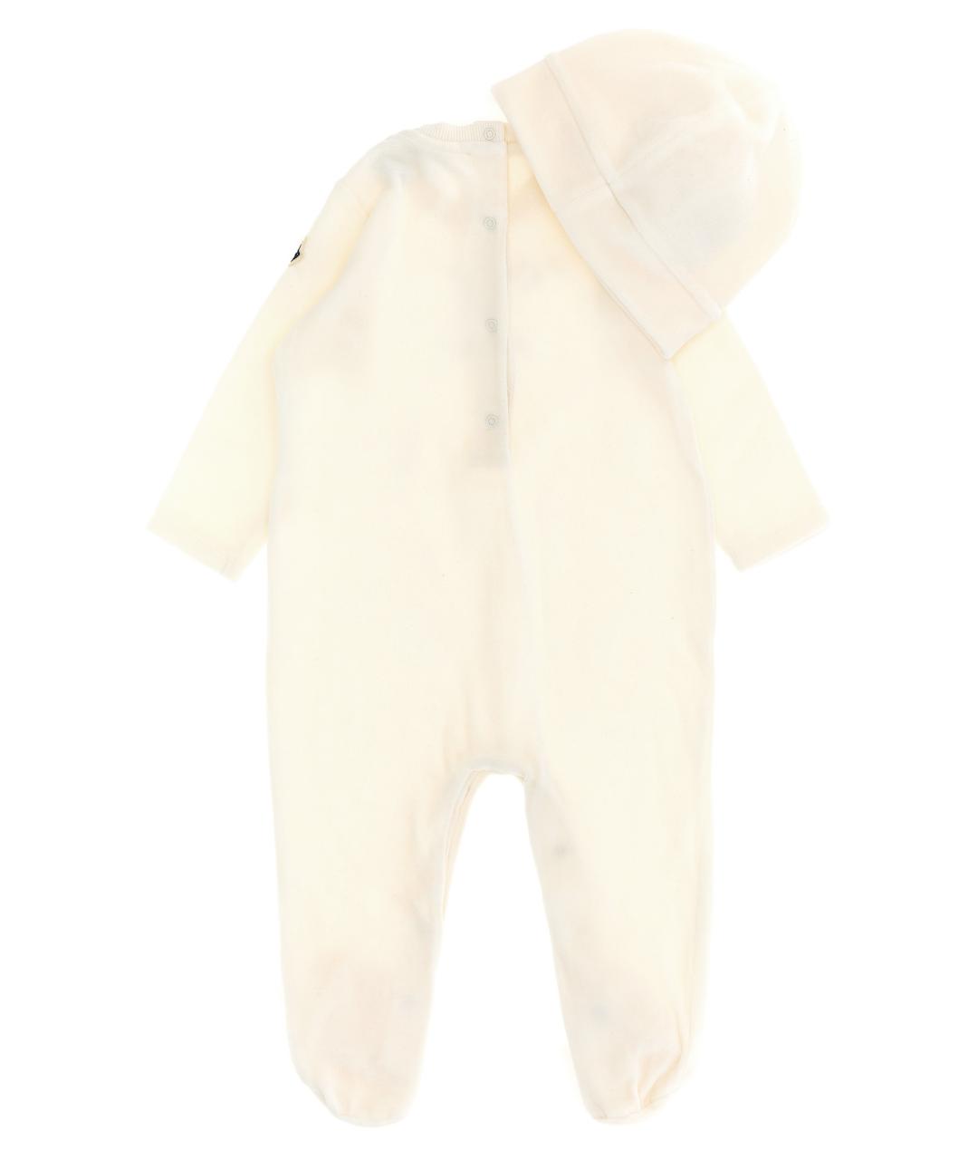 MONCLER ENFANT Белый хлопковый боди / песочник, фото 2