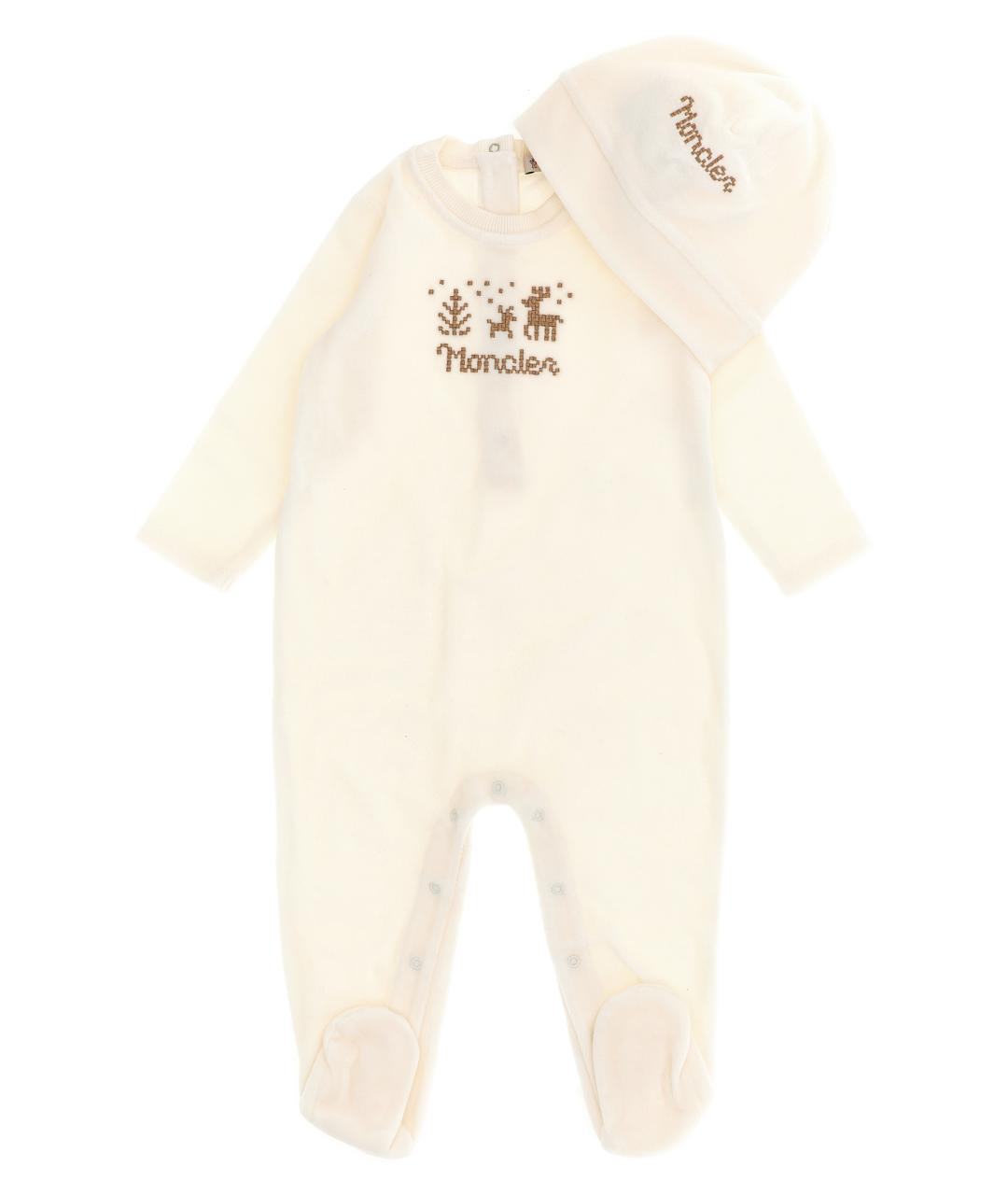 MONCLER ENFANT Белый хлопковый боди / песочник, фото 1