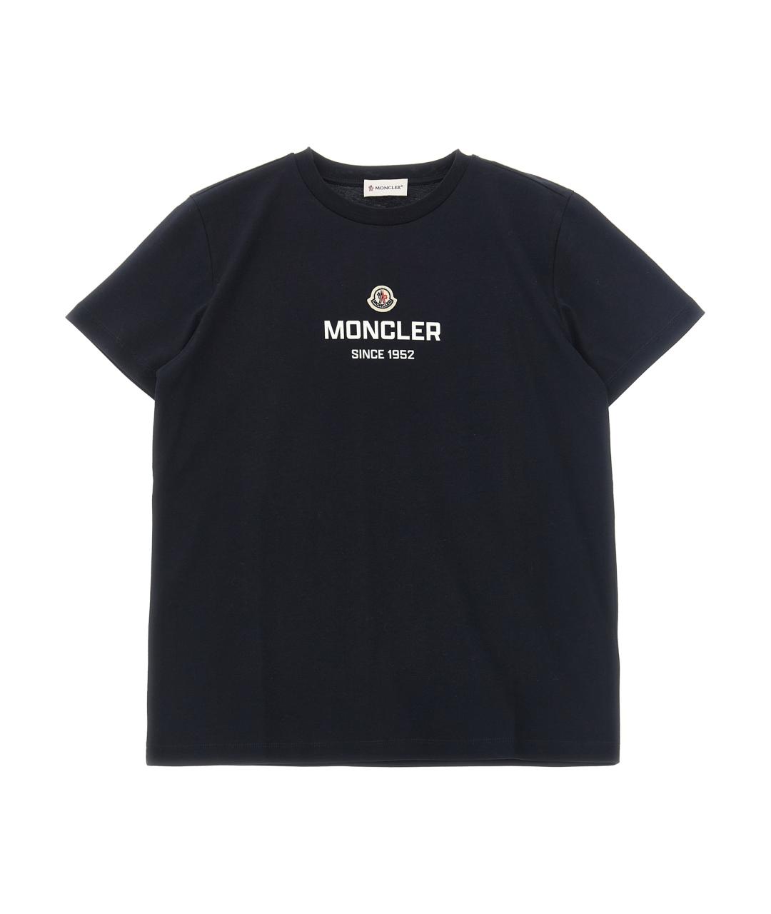 MONCLER ENFANT Темно-синяя хлопковая детская футболка, фото 1