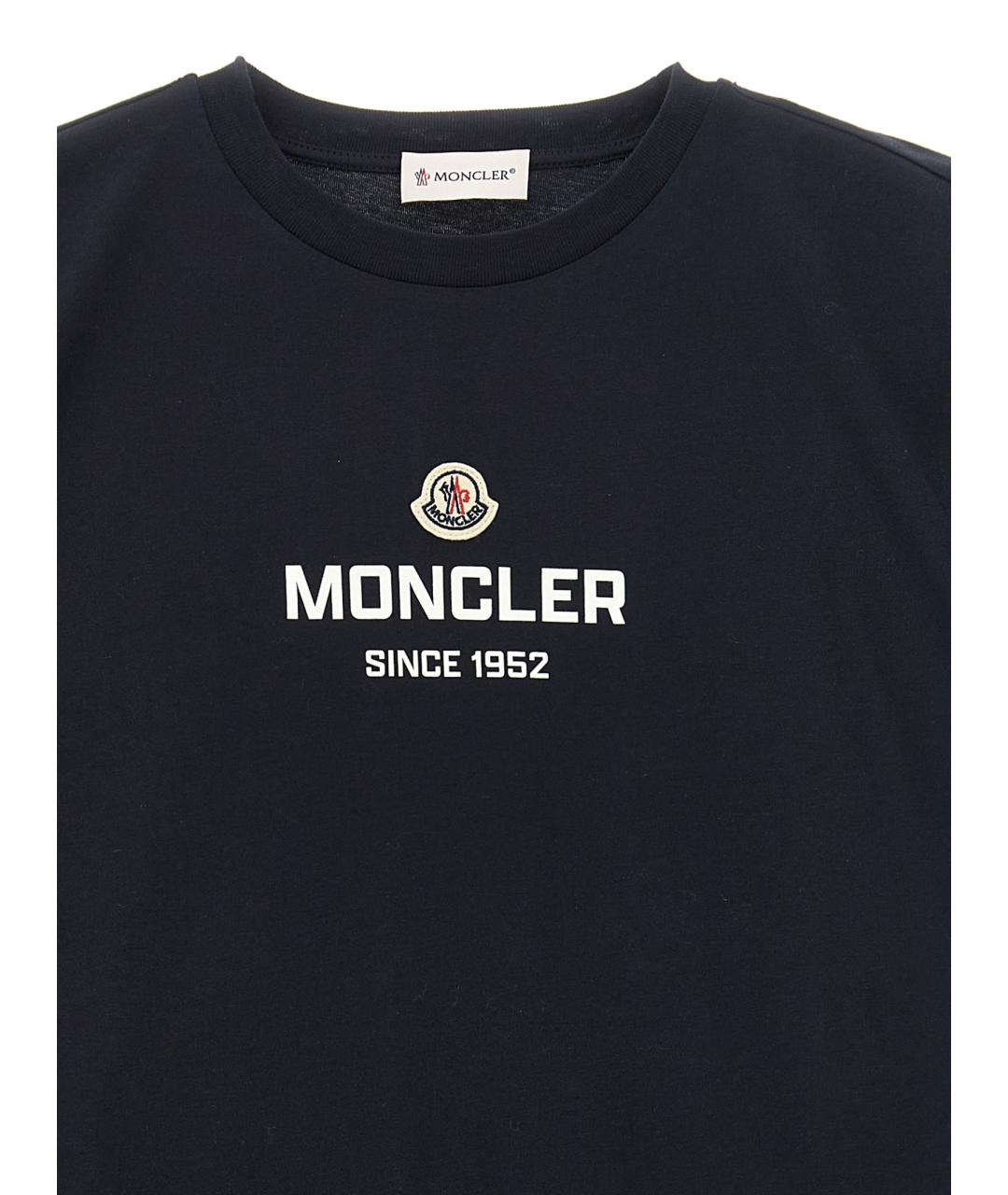 MONCLER ENFANT Темно-синяя хлопковая детская футболка, фото 3