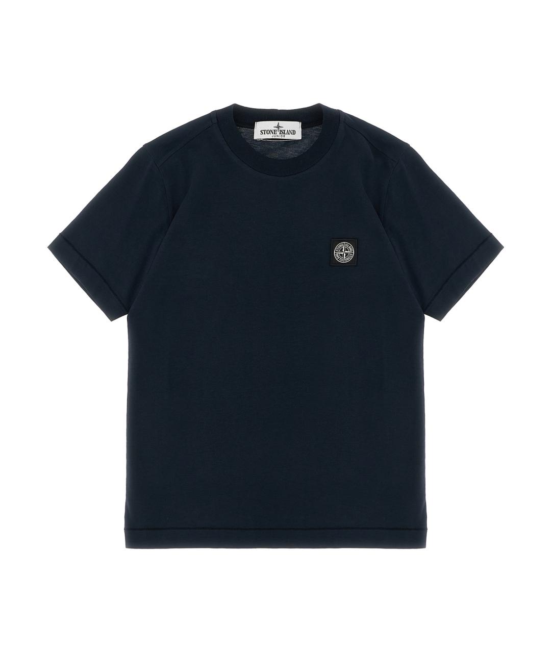 STONE ISLAND JUNIOR Темно-синяя хлопковая детская футболка, фото 1