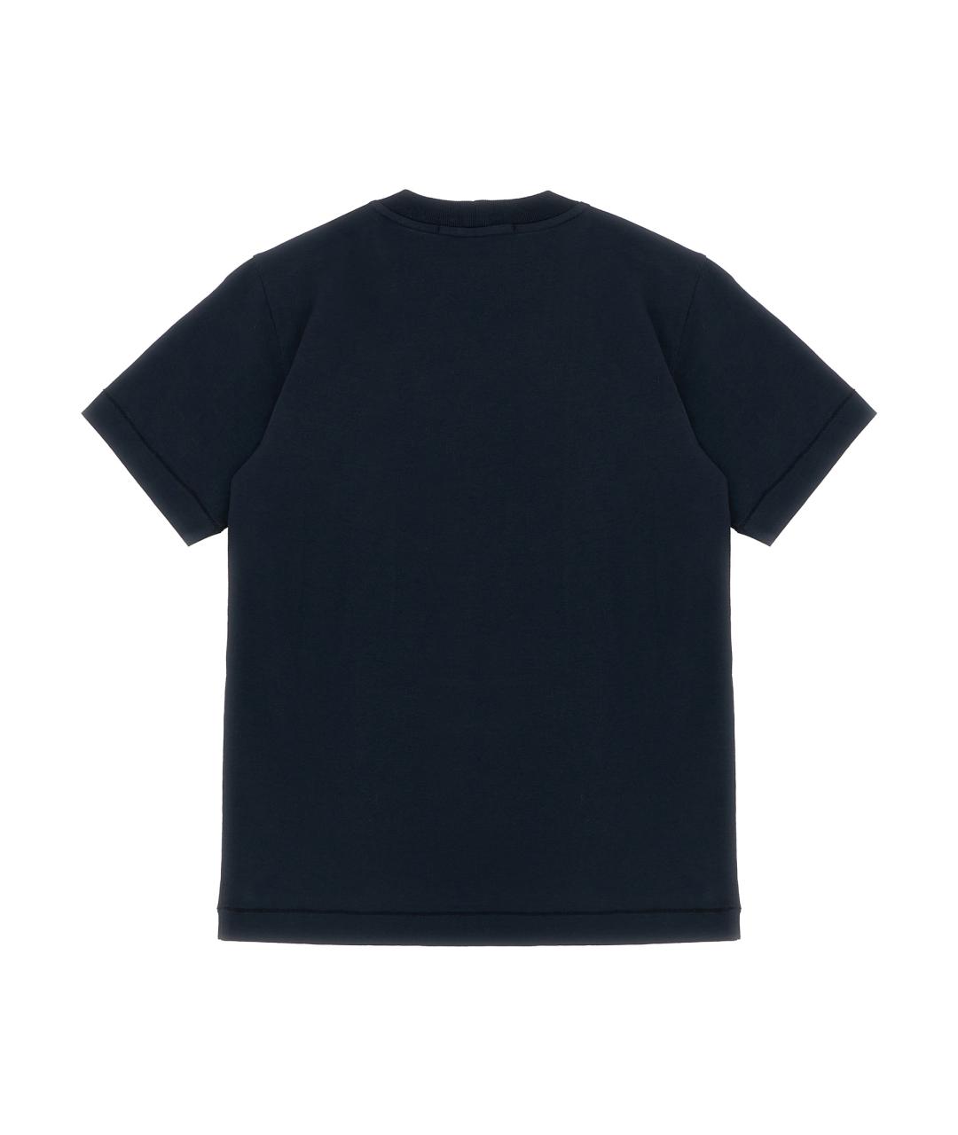 STONE ISLAND JUNIOR Темно-синяя хлопковая детская футболка, фото 2