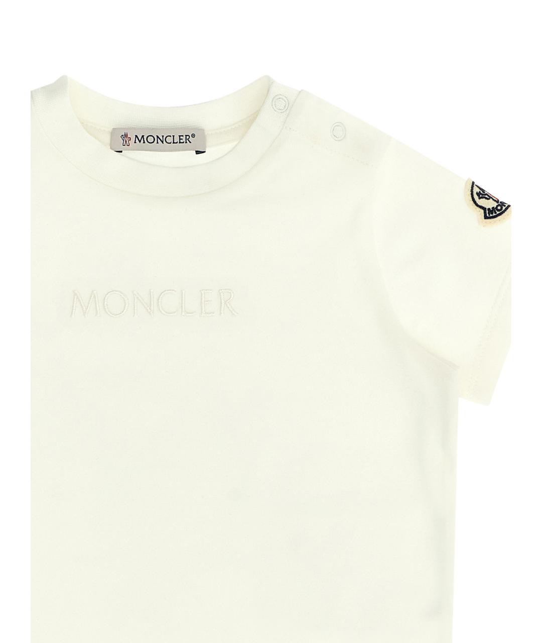 MONCLER ENFANT Белый хлопковый футболка / топ, фото 3