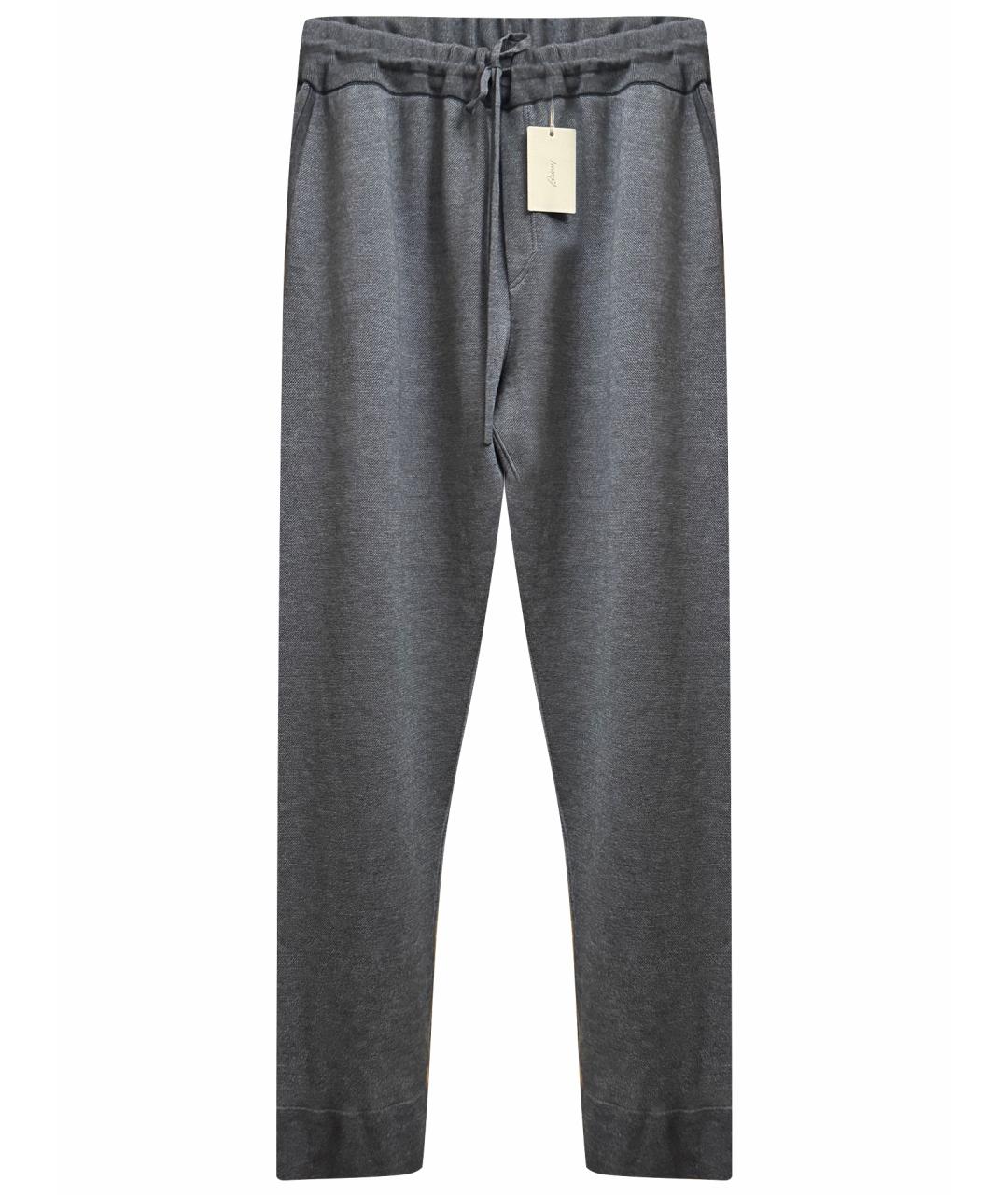 BRIONI Серые шерстяные повседневные брюки, фото 1
