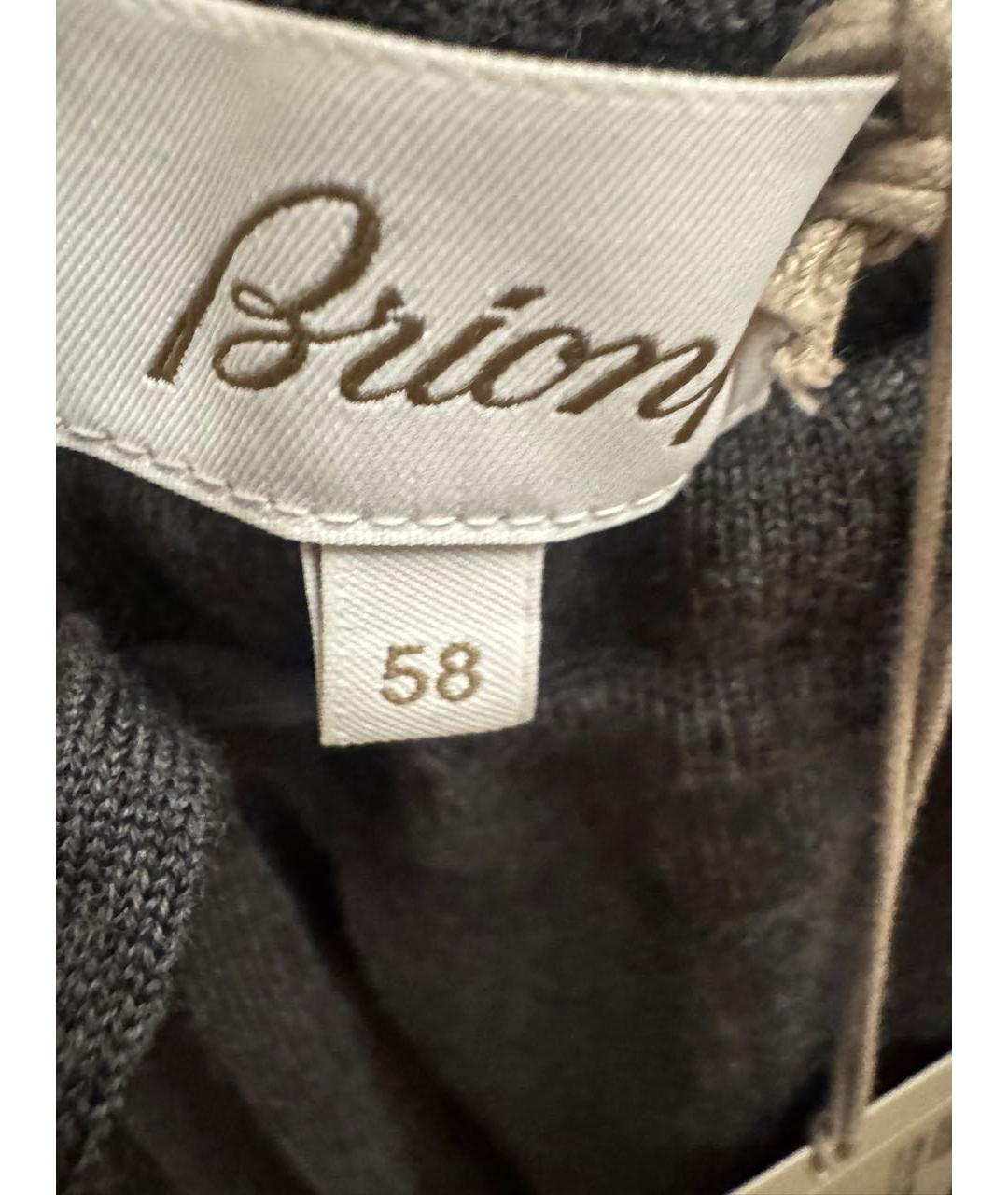BRIONI Серые шерстяные повседневные брюки, фото 3