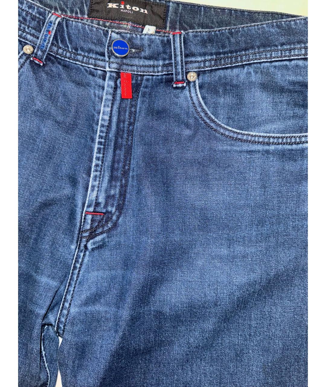 KITON Серые хлопко-эластановые прямые джинсы, фото 3