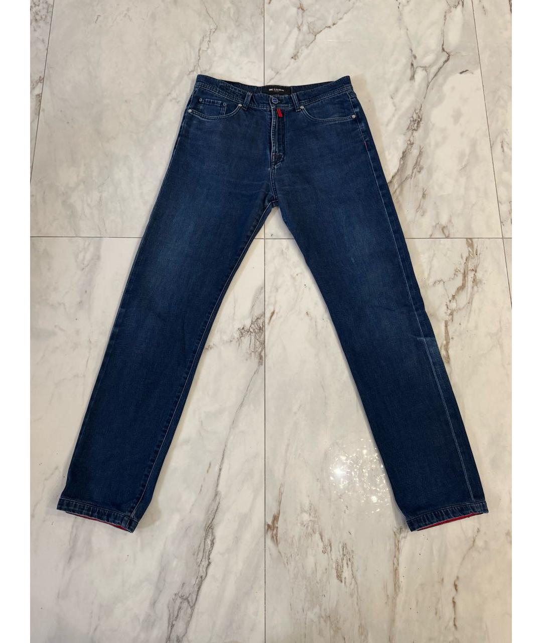 KITON Серые хлопко-эластановые прямые джинсы, фото 5