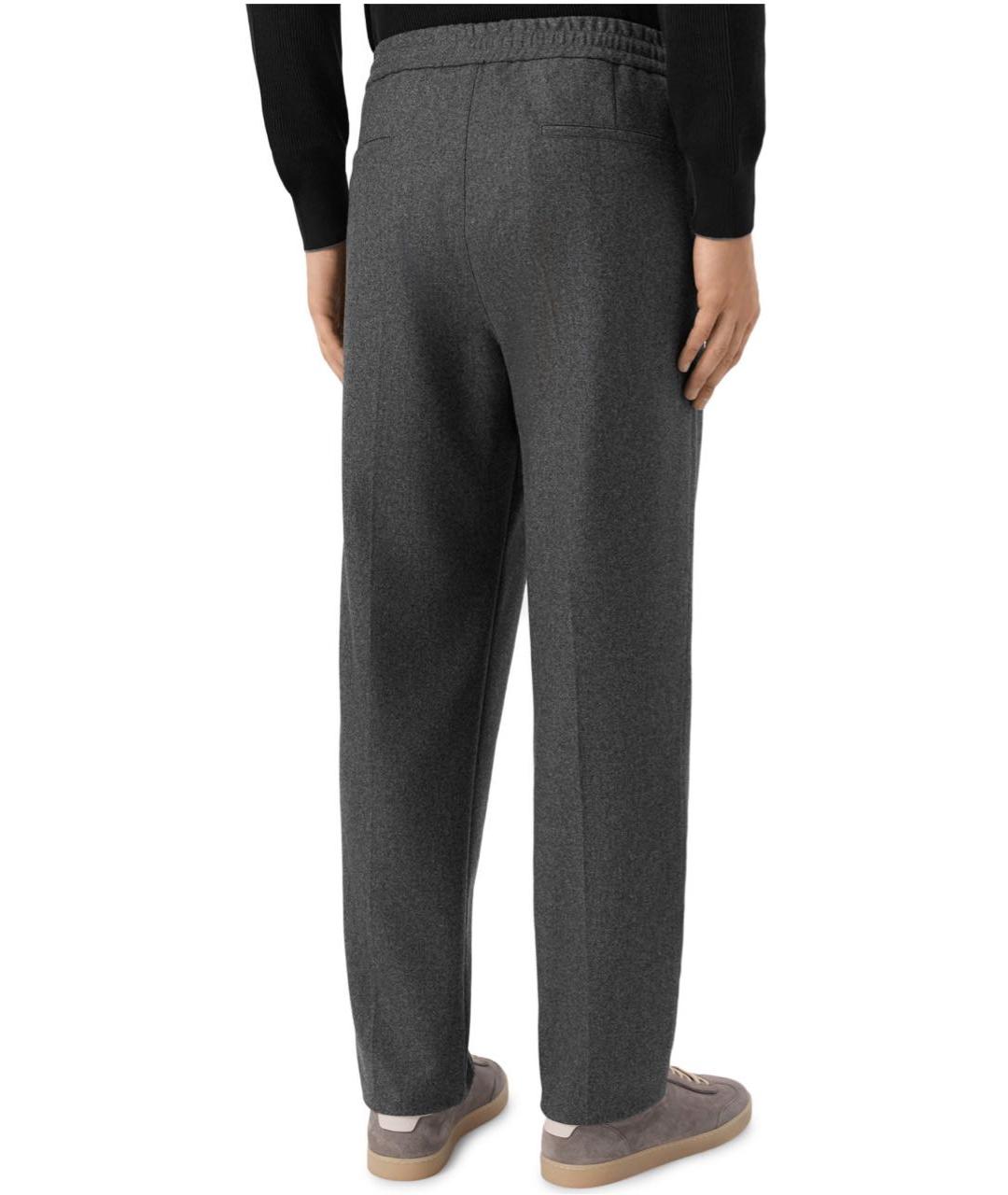 BRUNELLO CUCINELLI Серые шерстяные повседневные брюки, фото 4