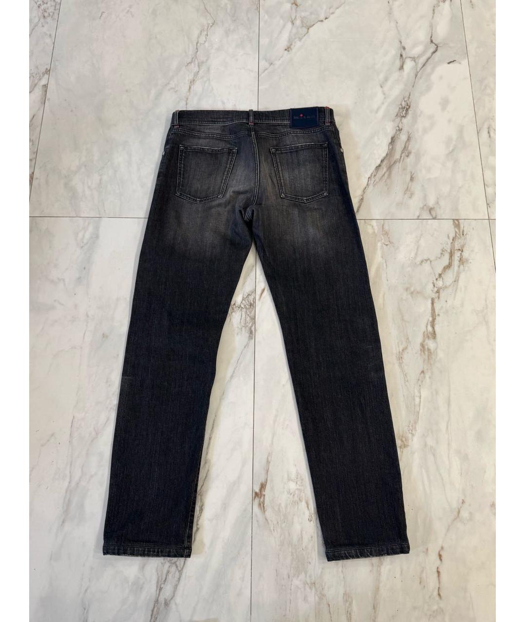 KITON Серые хлопко-эластановые прямые джинсы, фото 2