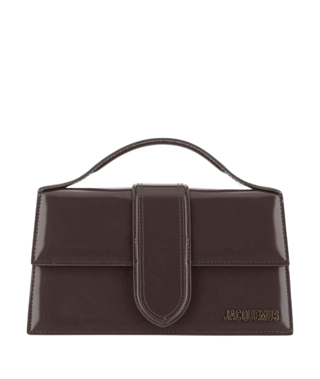 JACQUEMUS Коричневая кожаная сумка с короткими ручками, фото 1