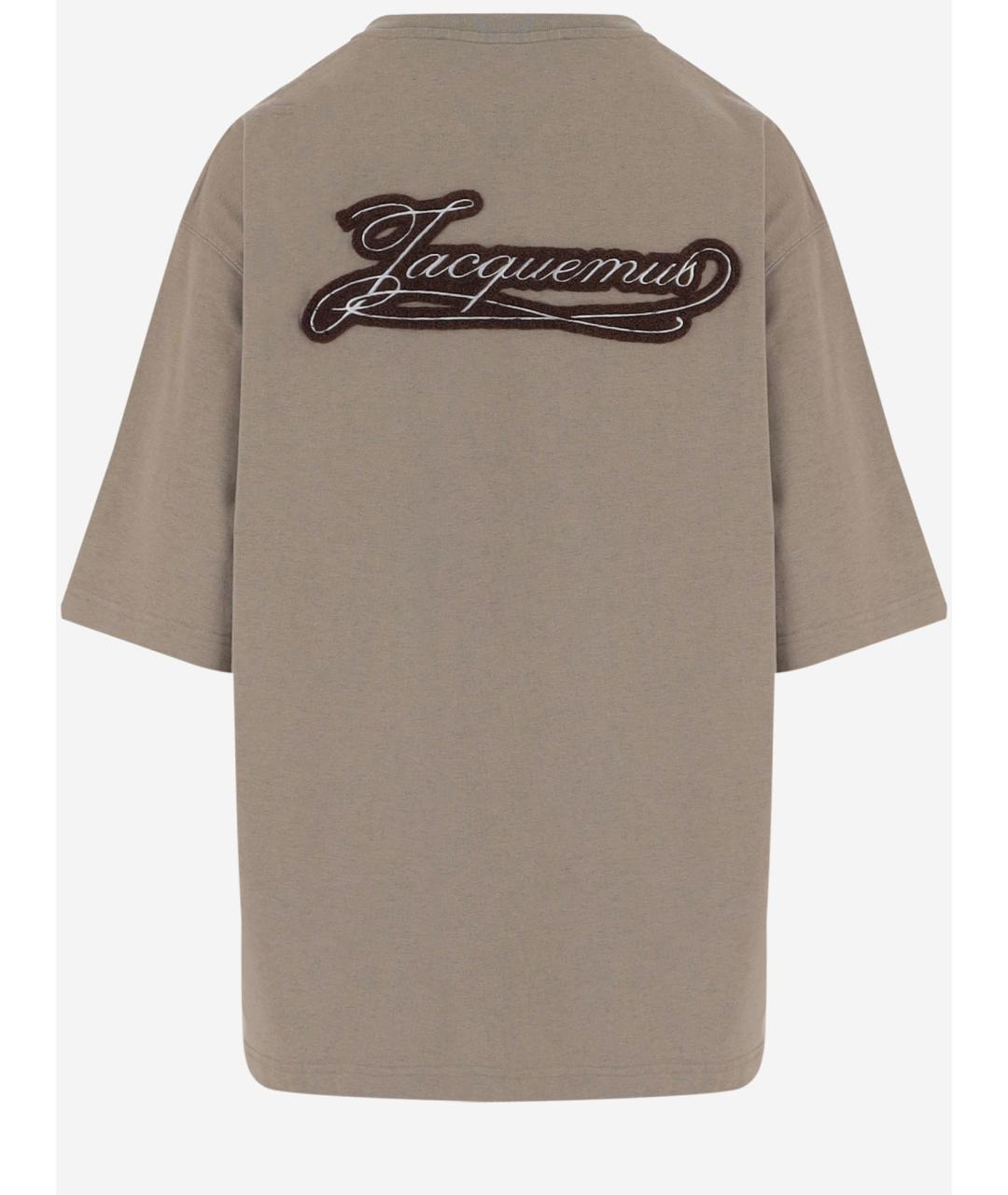 JACQUEMUS Бежевая хлопковая футболка, фото 2